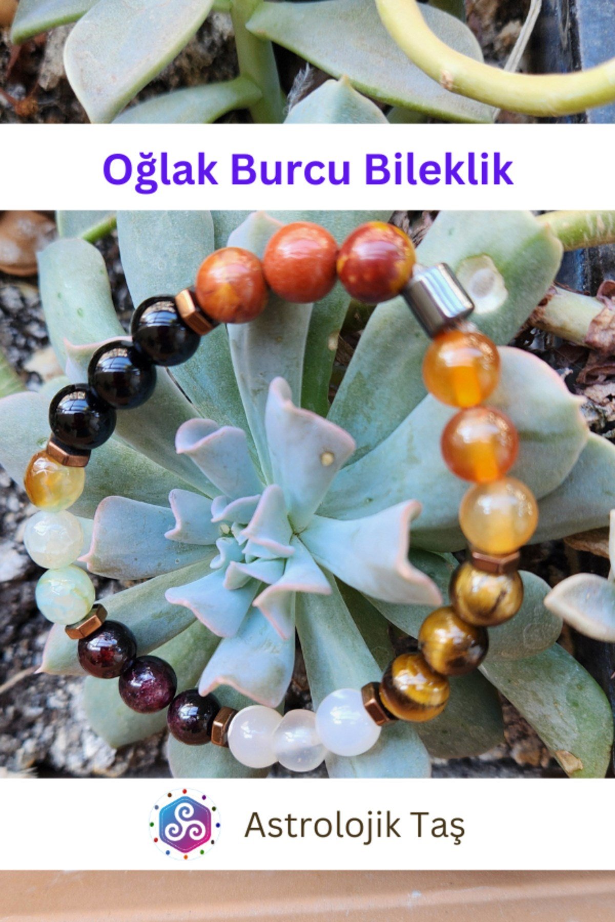 Oğlak Burcu Doğal Taş Bileklik - Sertifikalı - K. Gözü, B. Akik, T.Akik, Y.Akik, Jasper, Oniks - Lal