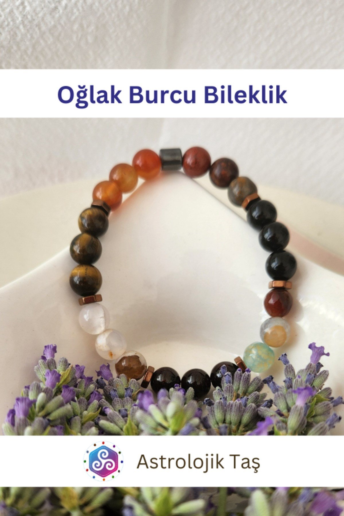 Oğlak Burcu Doğal Taş Bileklik - Sertifikalı - K. Gözü, B. Akik, T.Akik, Y.Akik, Jasper, Oniks - Lal