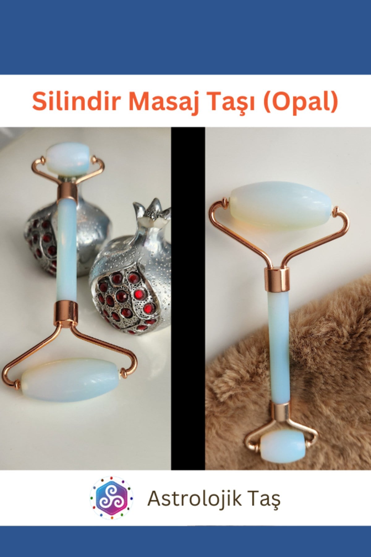Opal Doğal Taş Yüz Masaj Silindiri (Roz Face Roller)