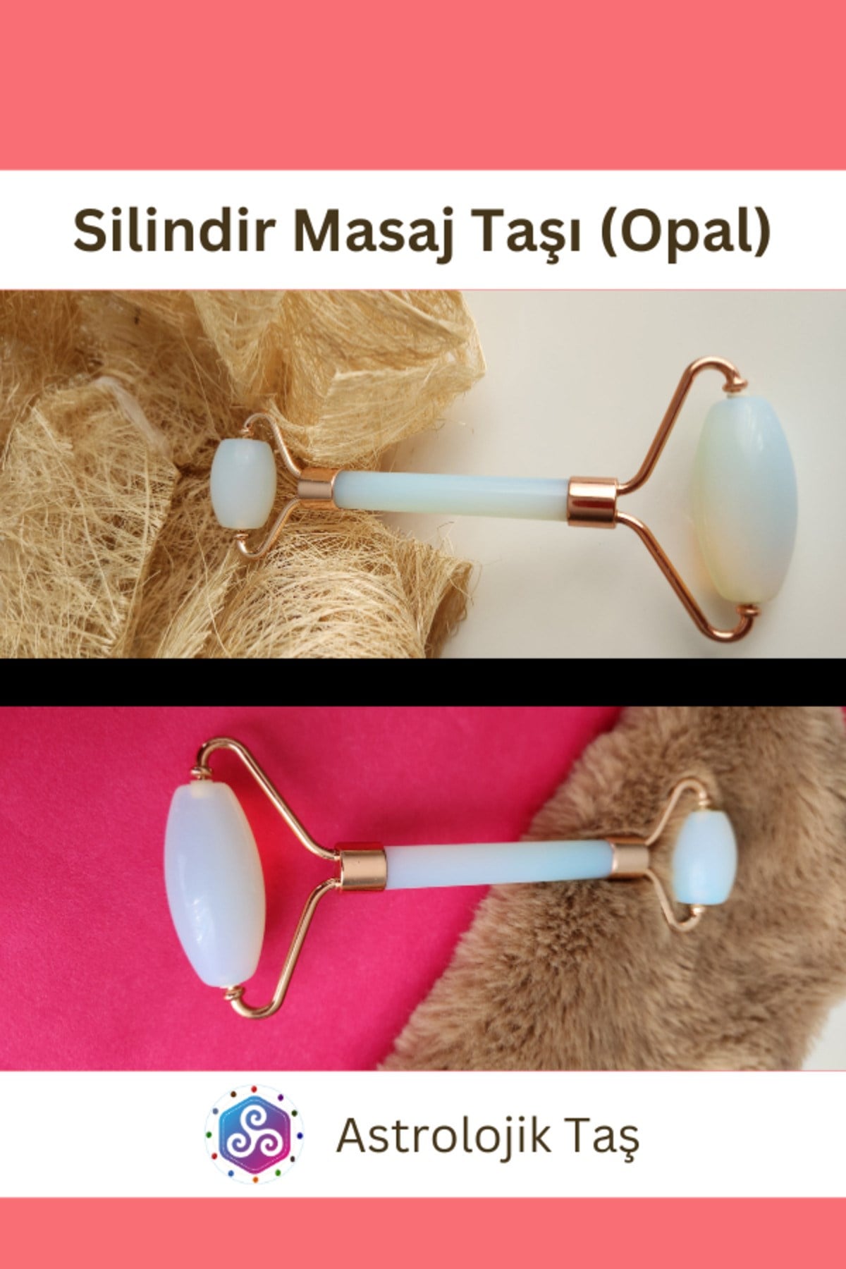 Opal Doğal Taş Yüz Masaj Silindiri (Roz Face Roller)