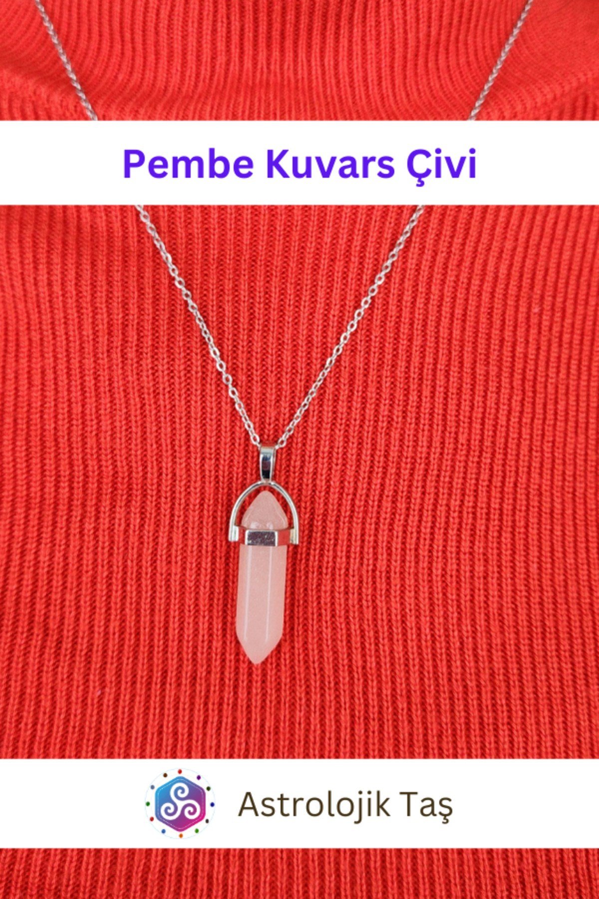 Pembe Kuvars Çivi Kolye