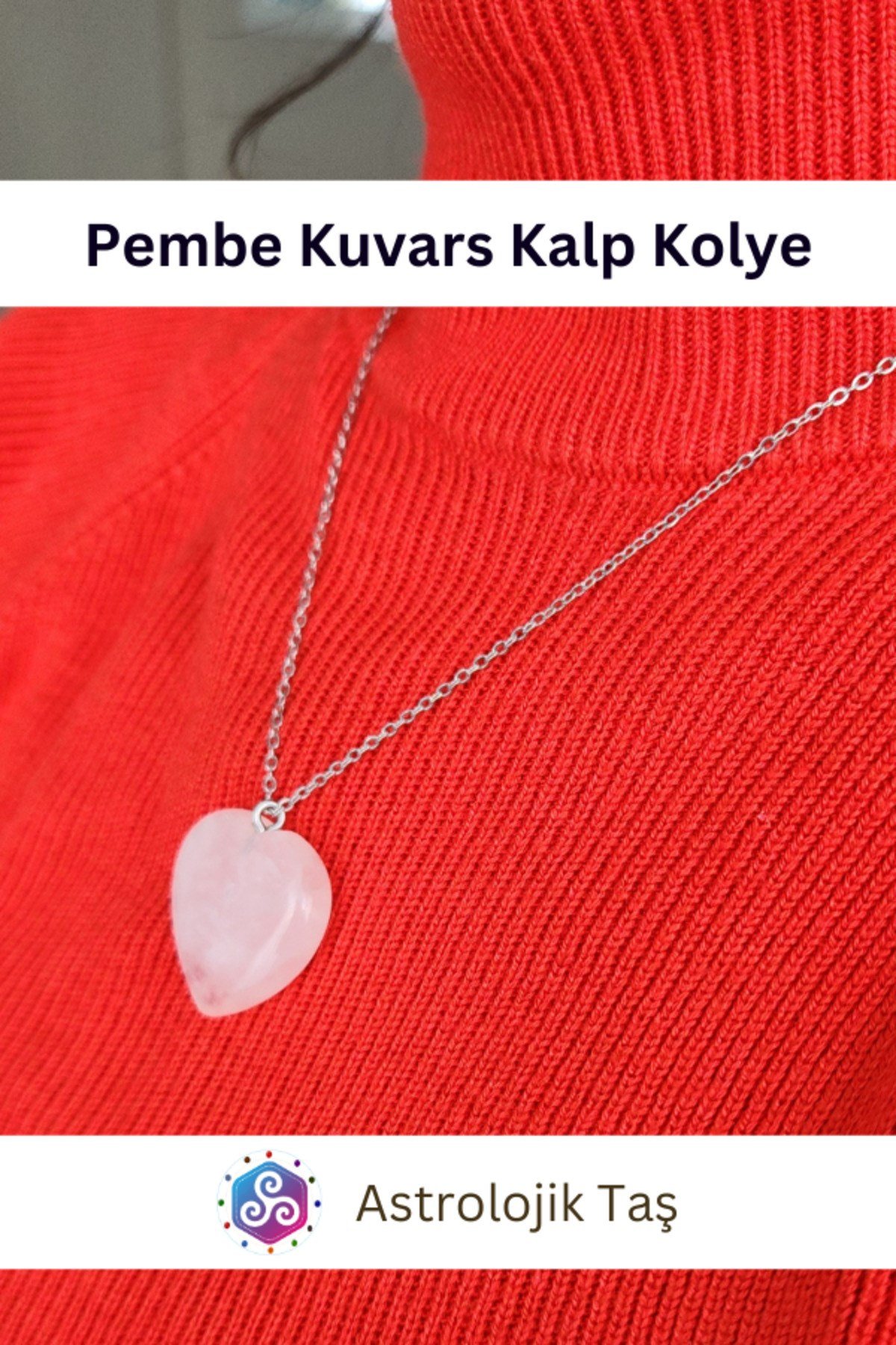 Pembe Kuvars Kalp Kolye