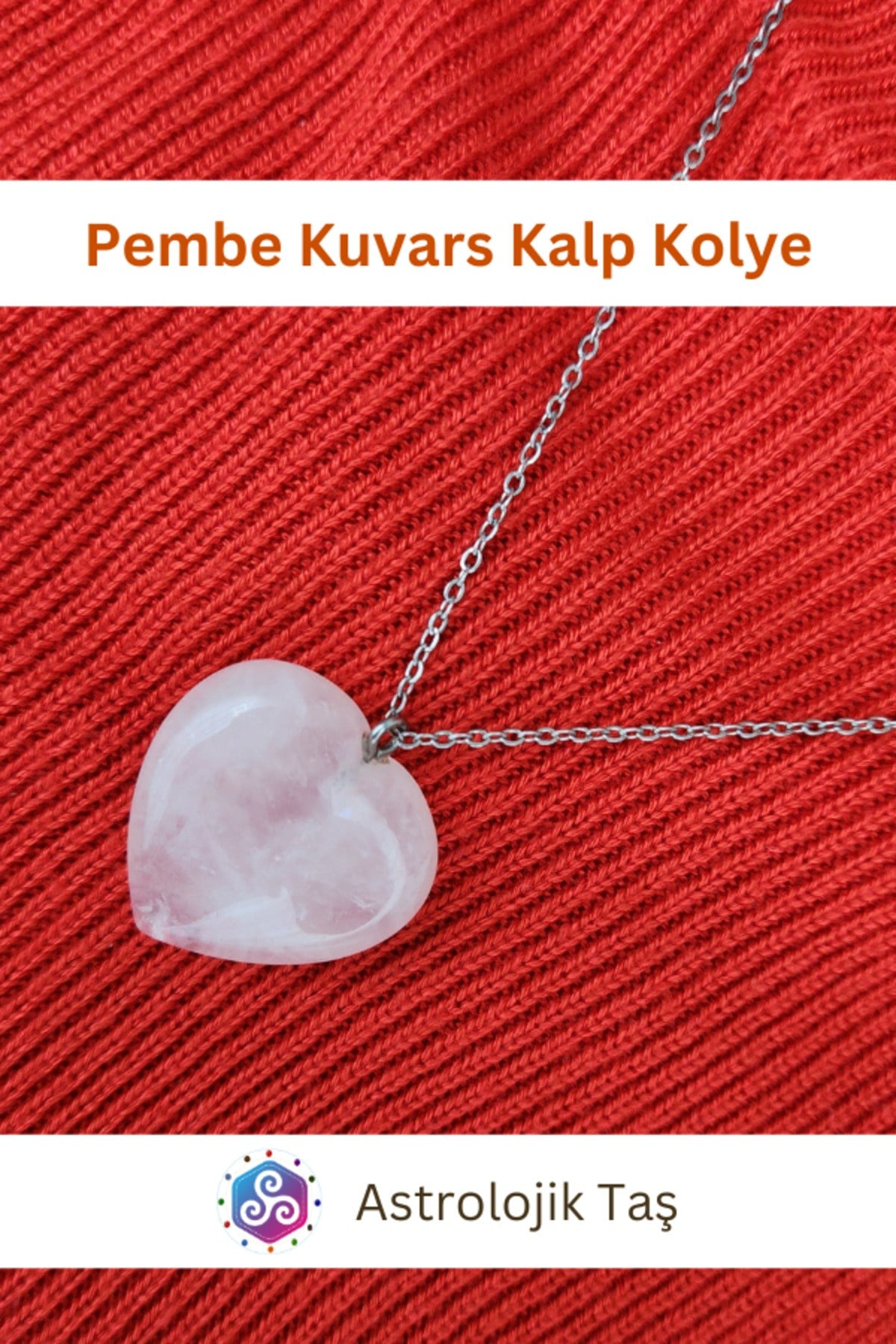 Pembe Kuvars Kalp Kolye