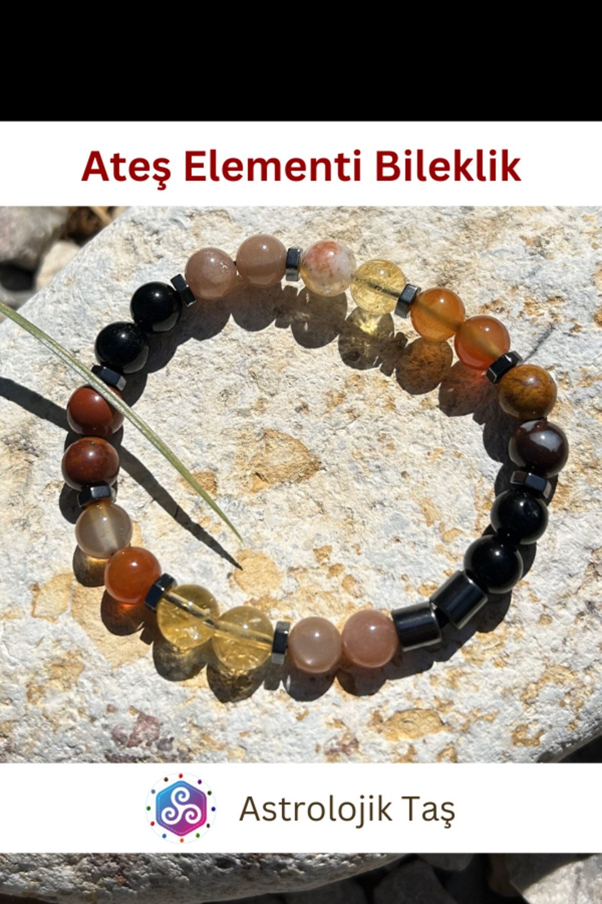 Sertifikalı Ateş Elementi Doğal Taş Bilekliği