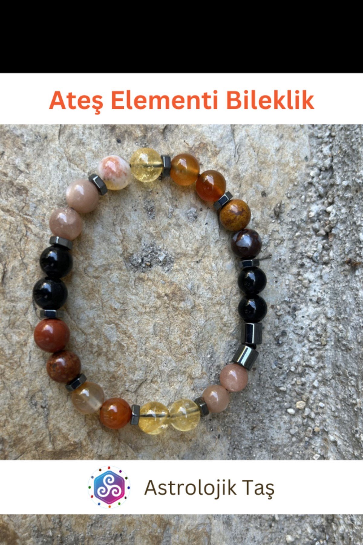 Sertifikalı Ateş Elementi Doğal Taş Bilekliği