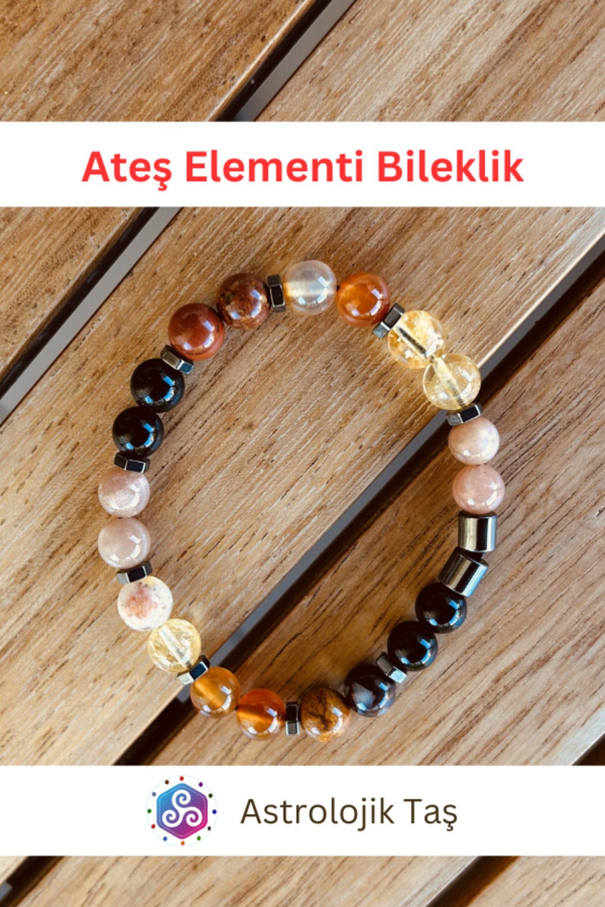 Sertifikalı Ateş Elementi Doğal Taş Bilekliği