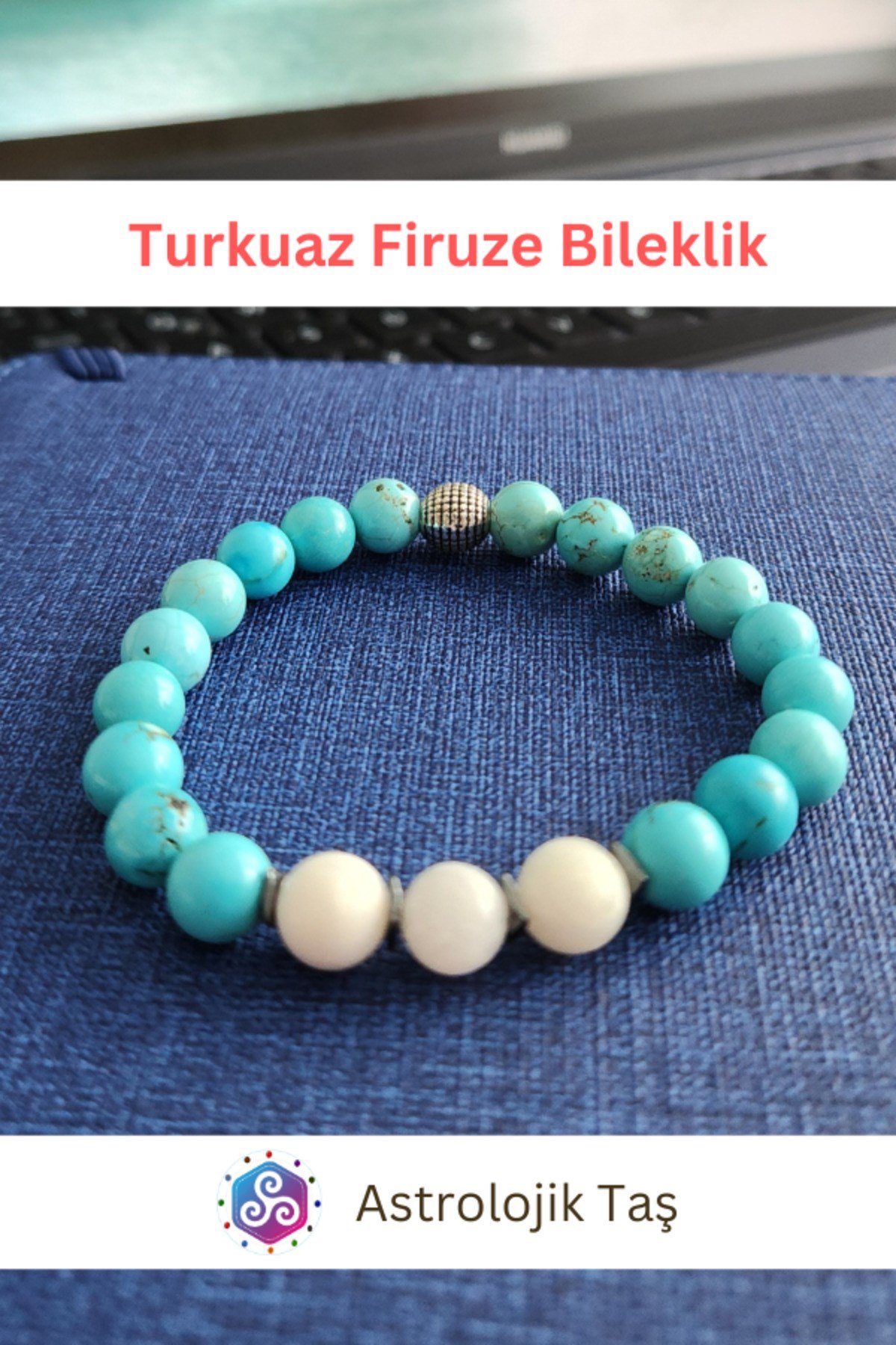 Sertifikalı Ay Taşı ve Turkuaz Firuze Doğal Taş Bileklik