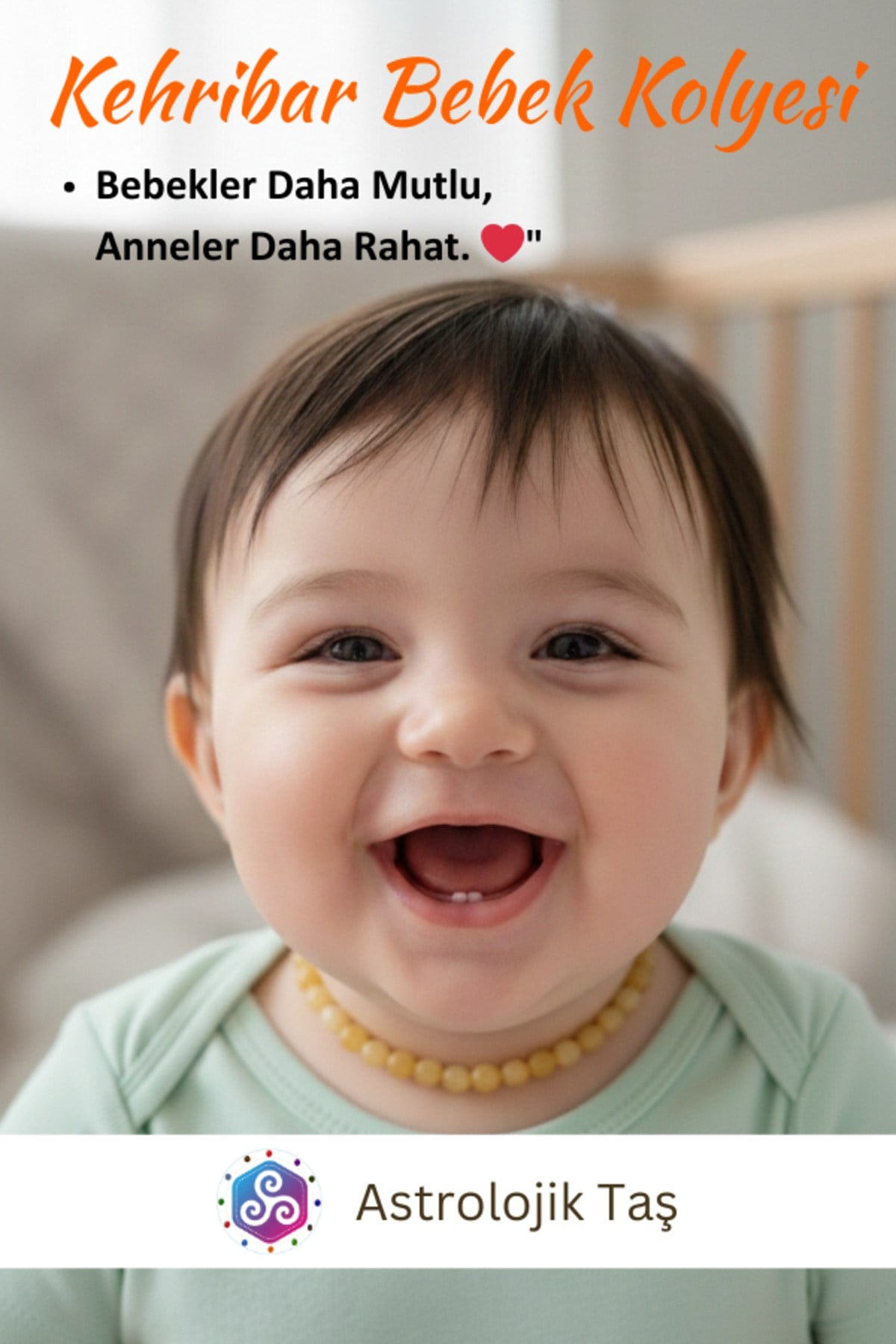 Sertifikalı Damla Kehribar Bebek Diş ve Nazar Kolyesi (Tımbıl Kesim)