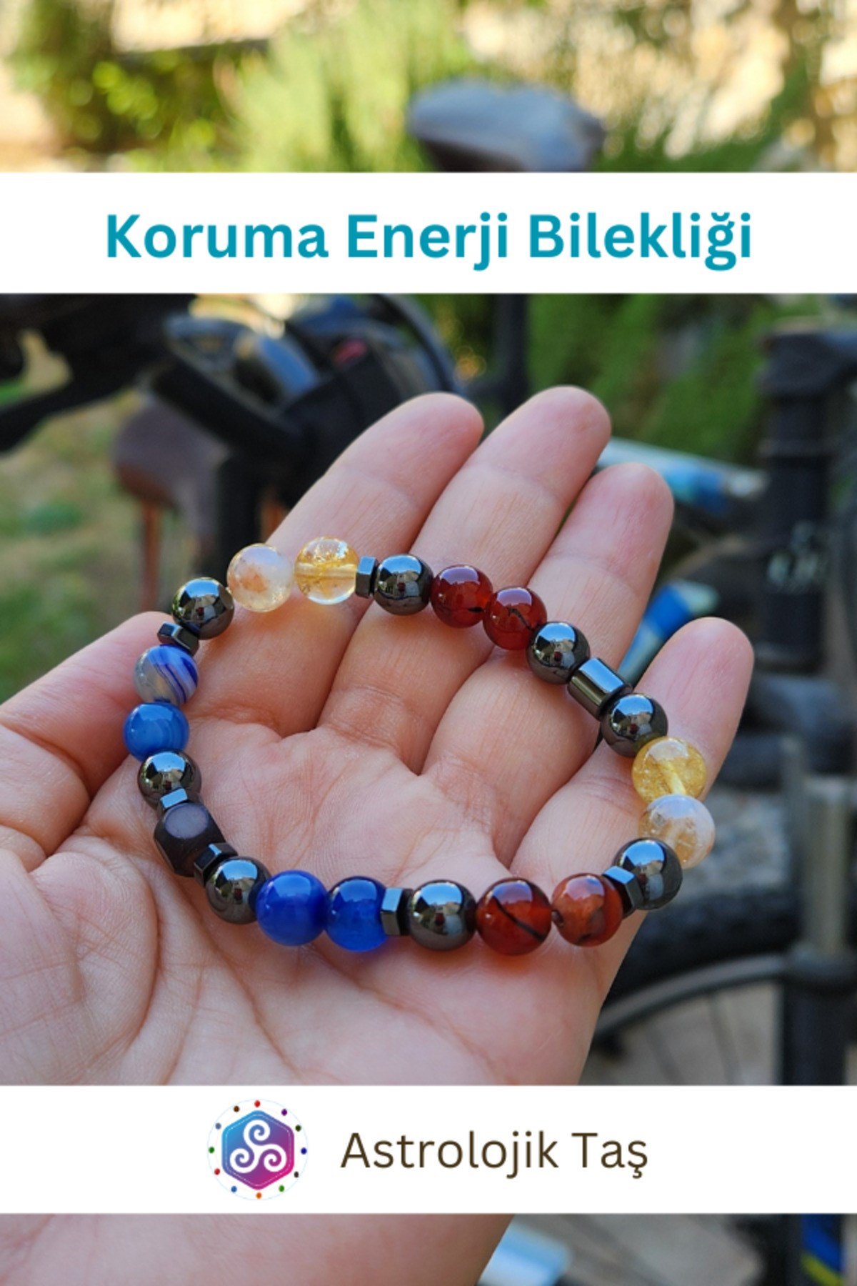 Sertifikalı Doğal Taş Koruma Enerji Bilekliği (NAZAR)