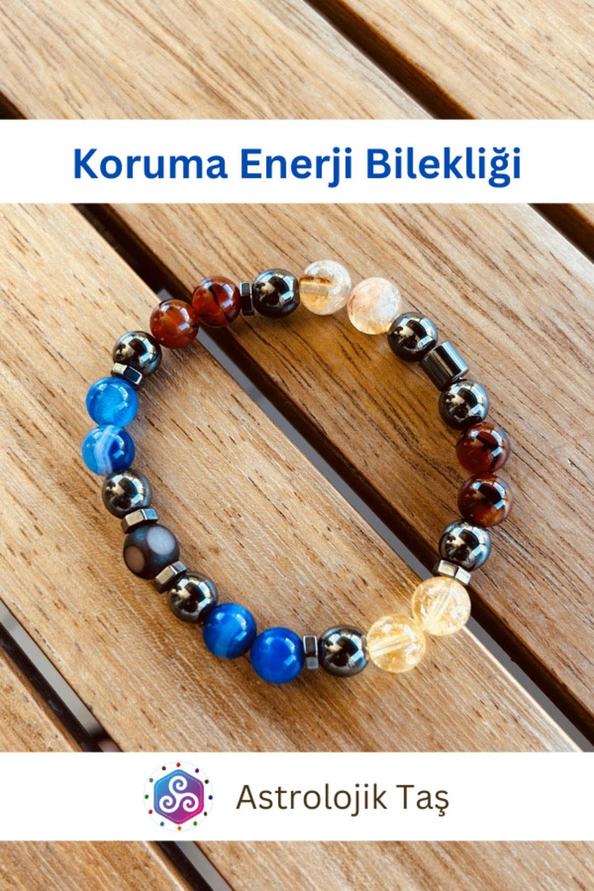 Sertifikalı Doğal Taş Koruma Enerji Bilekliği (NAZAR)