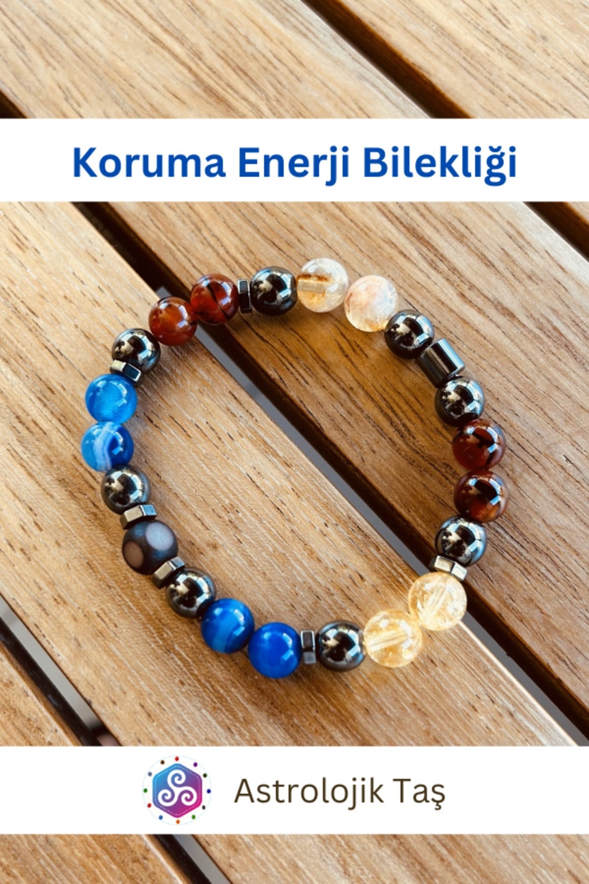 Sertifikalı Doğal Taş Koruma Enerji Bilekliği (NAZAR)