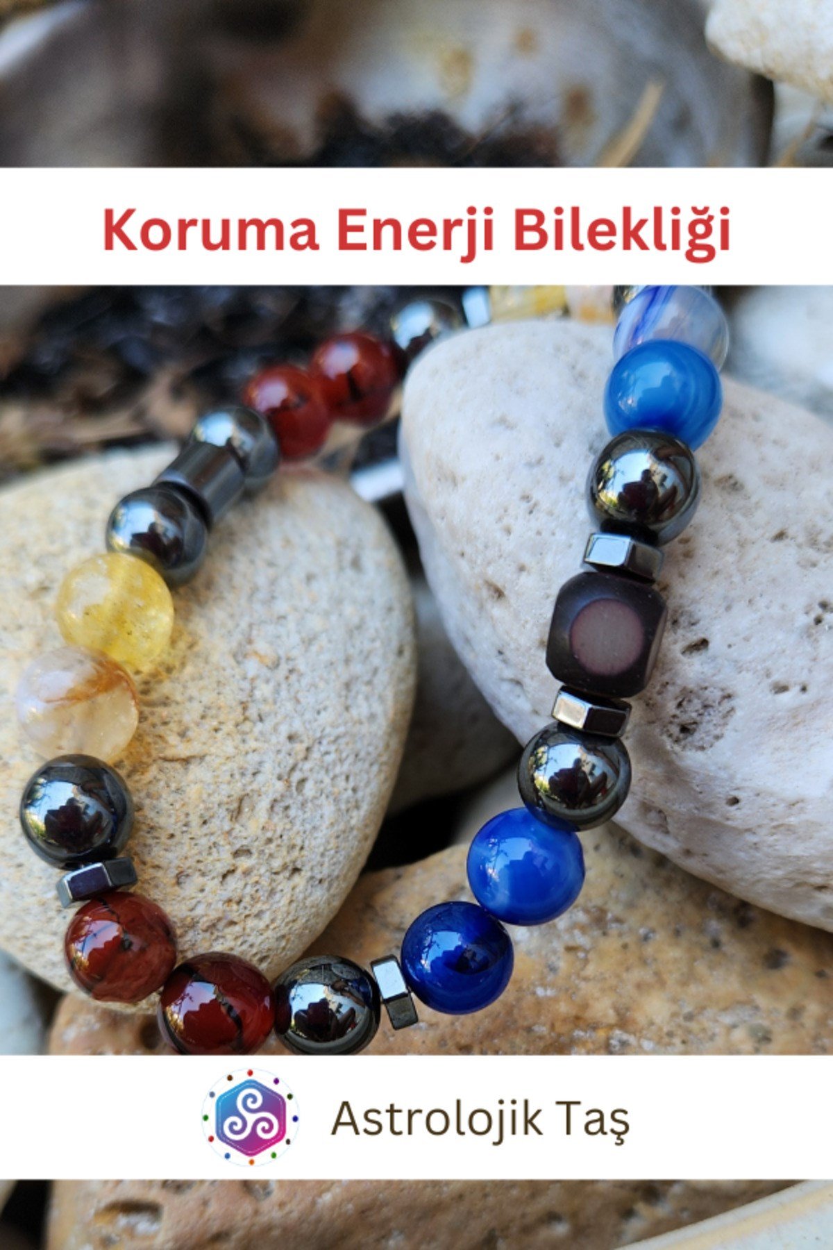 Sertifikalı Doğal Taş Koruma Enerji Bilekliği (NAZAR)
