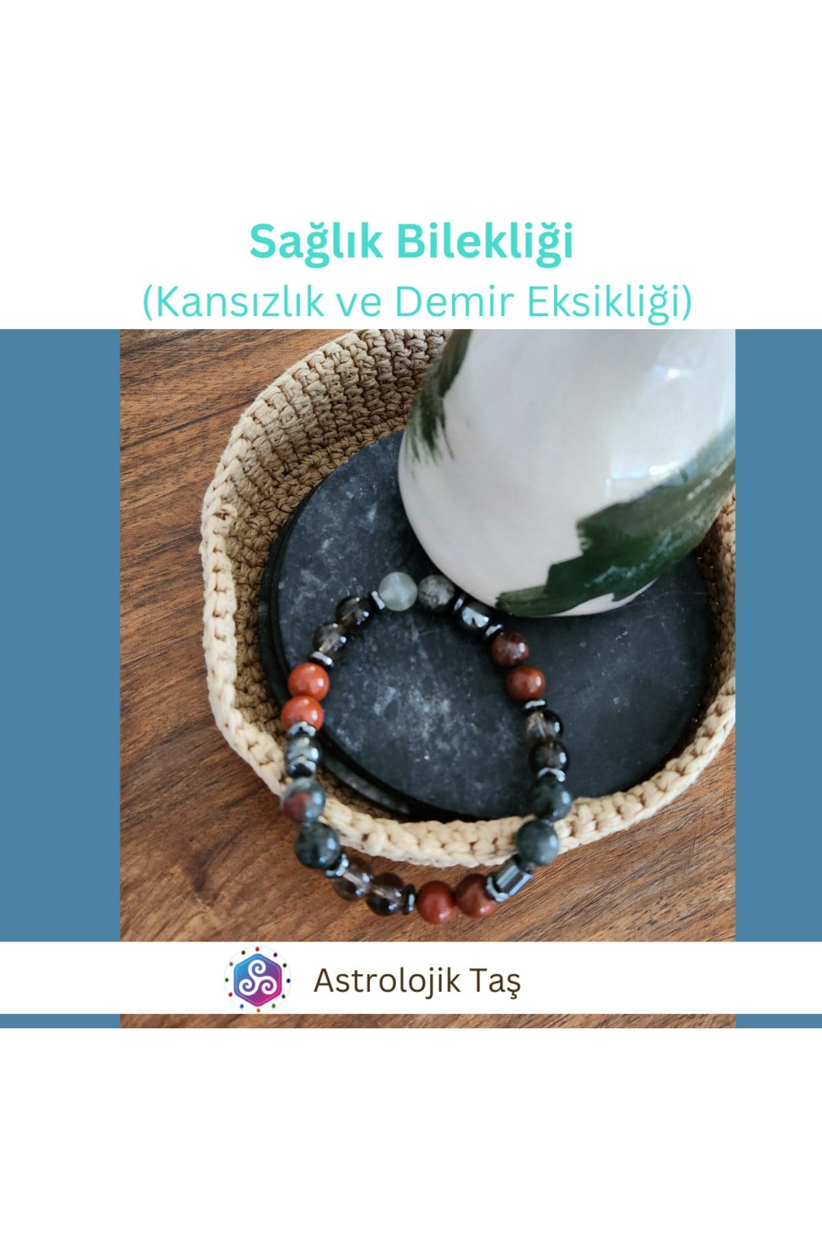 Sertifikalı Doğal Taş Sağlık Bilekliği ( VE DEMİR EKSİKLİĞİ)