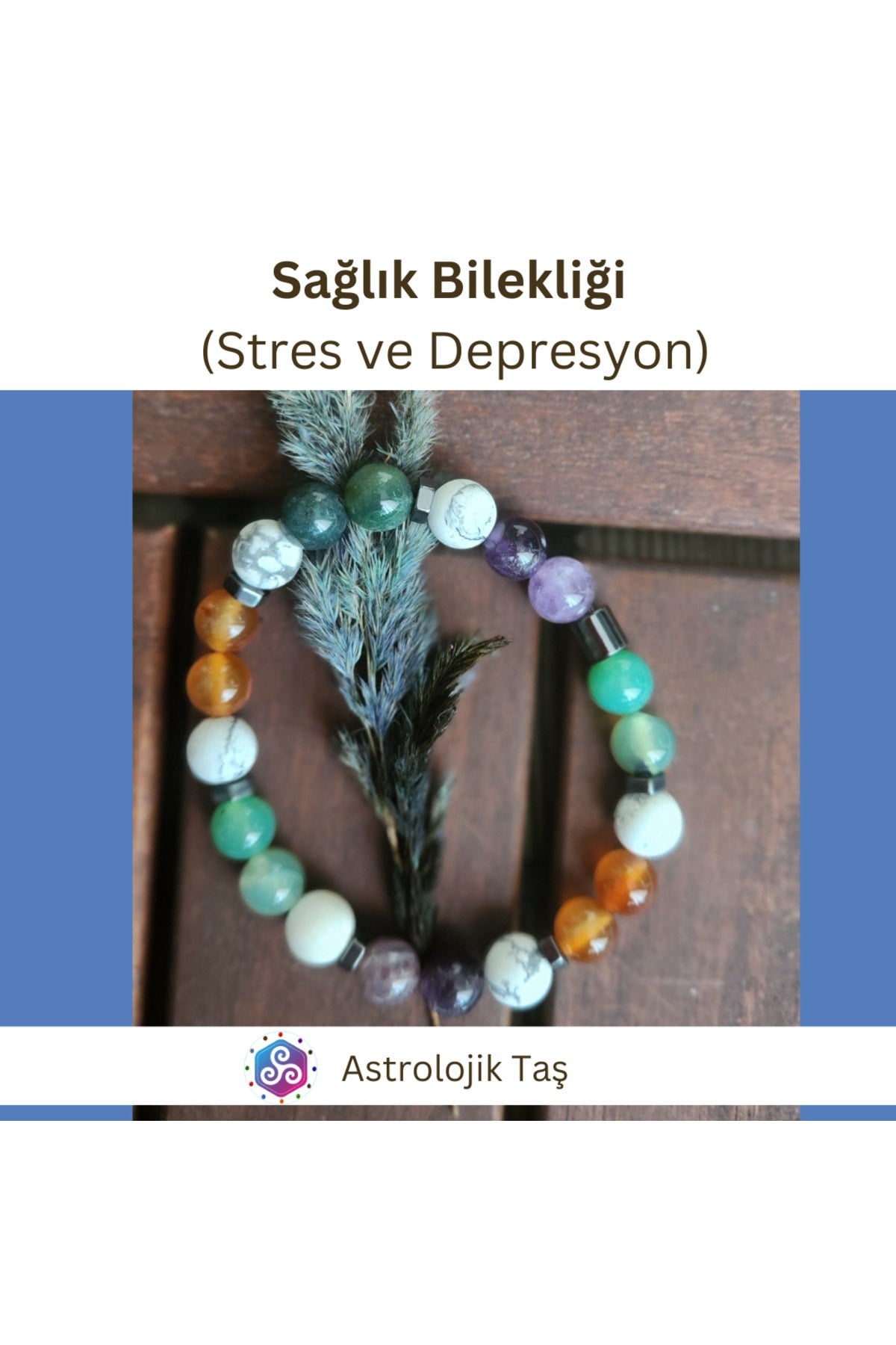 Sertifikalı Doğal Taş Stres Ve Depresyon Bilekliği