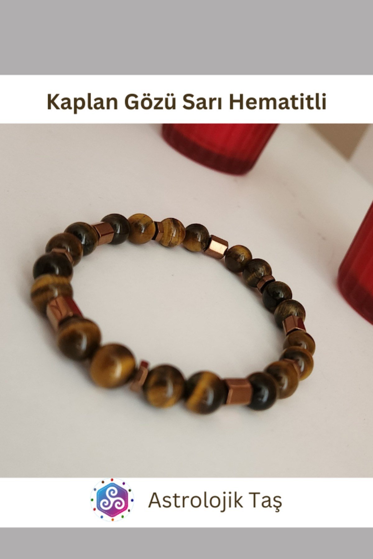 Sertifikalı Kaplan Gözü Doğal Taş Bileklik (Sarı Hematitli)