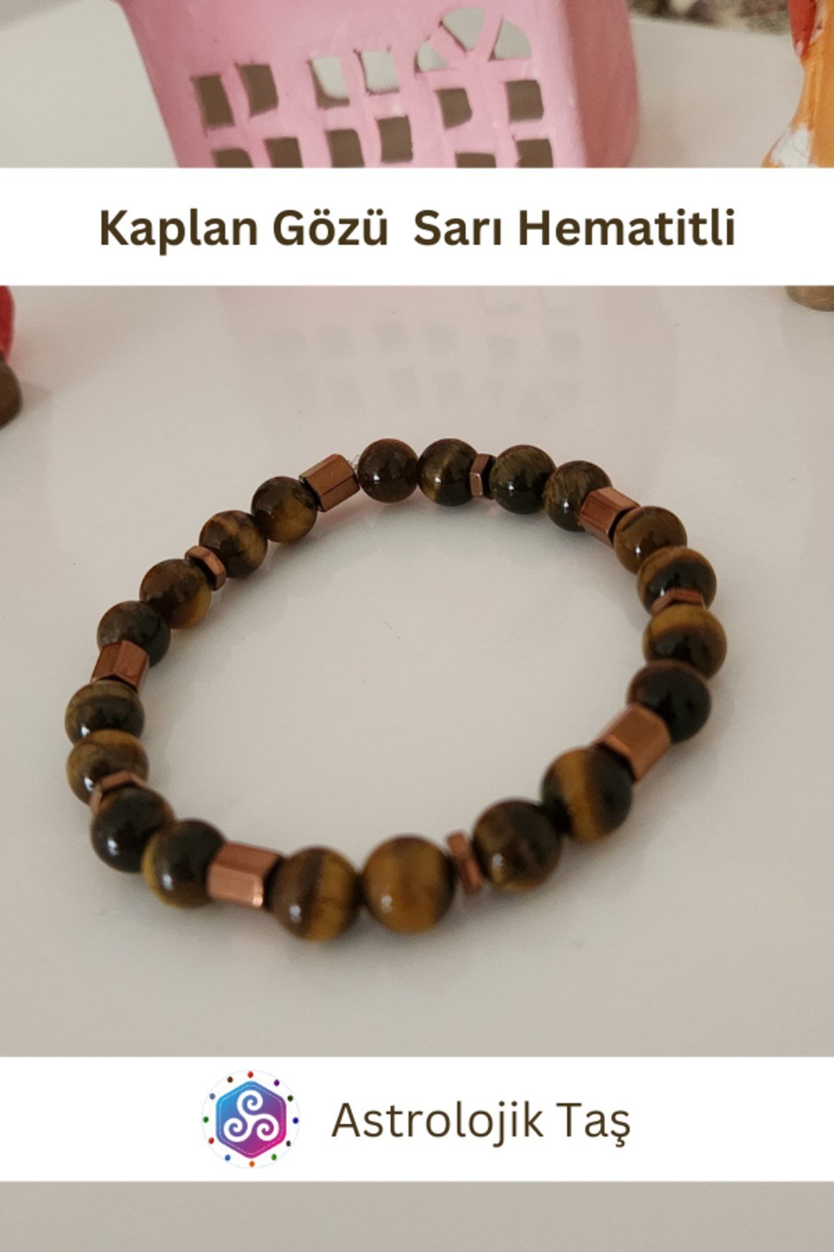 Sertifikalı Kaplan Gözü Doğal Taş Bileklik (Sarı Hematitli)