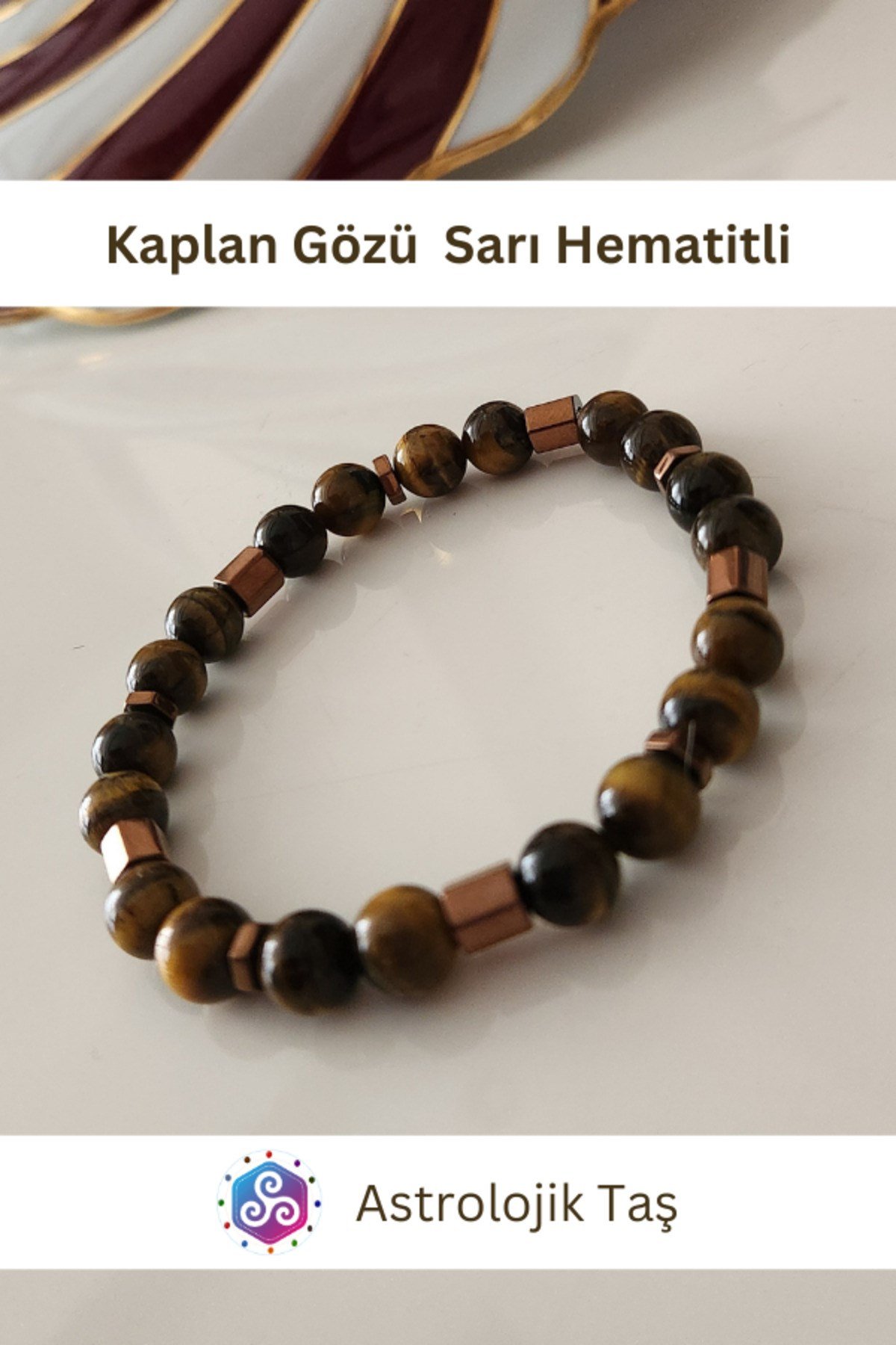 Sertifikalı Kaplan Gözü Doğal Taş Bileklik (Sarı Hematitli)