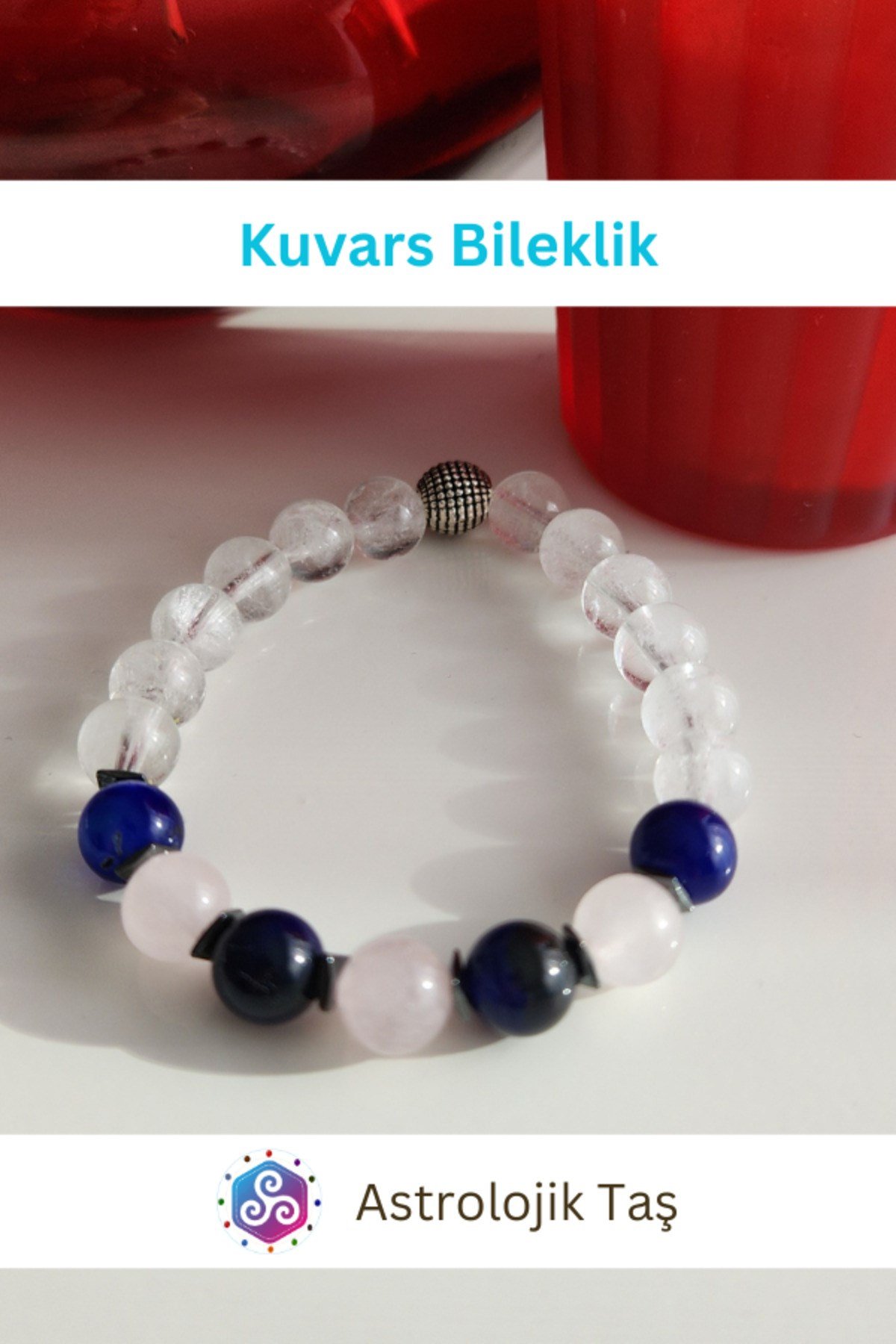 Sertifikalı Kuvars Doğal Taş Bileklik (Pembe Kuvars & Kristal Kuvars)