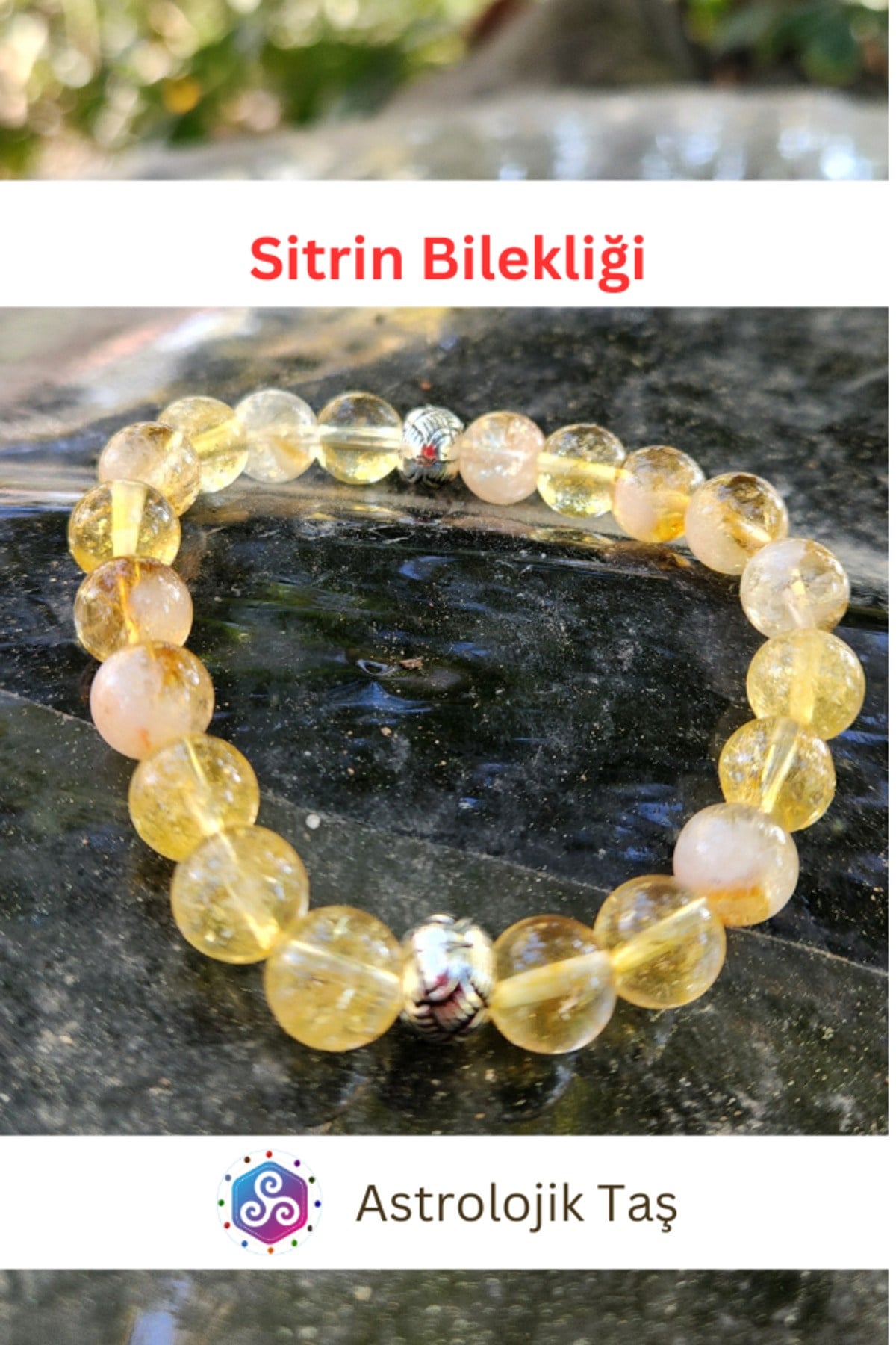 Sertifikalı Sitrin Doğal Taş Bileklik, Para, Başarı, Pozitif Enerji, Arınma Taşı