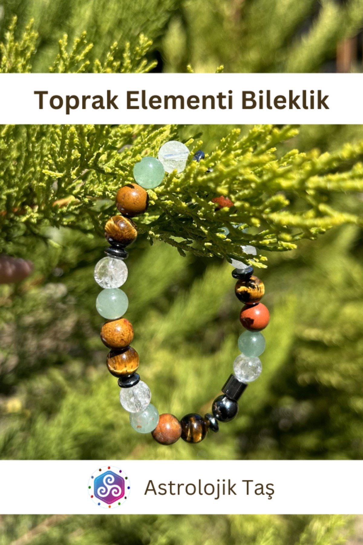 Sertifikalı Toprak Elementi Doğal Taş Bilekliği