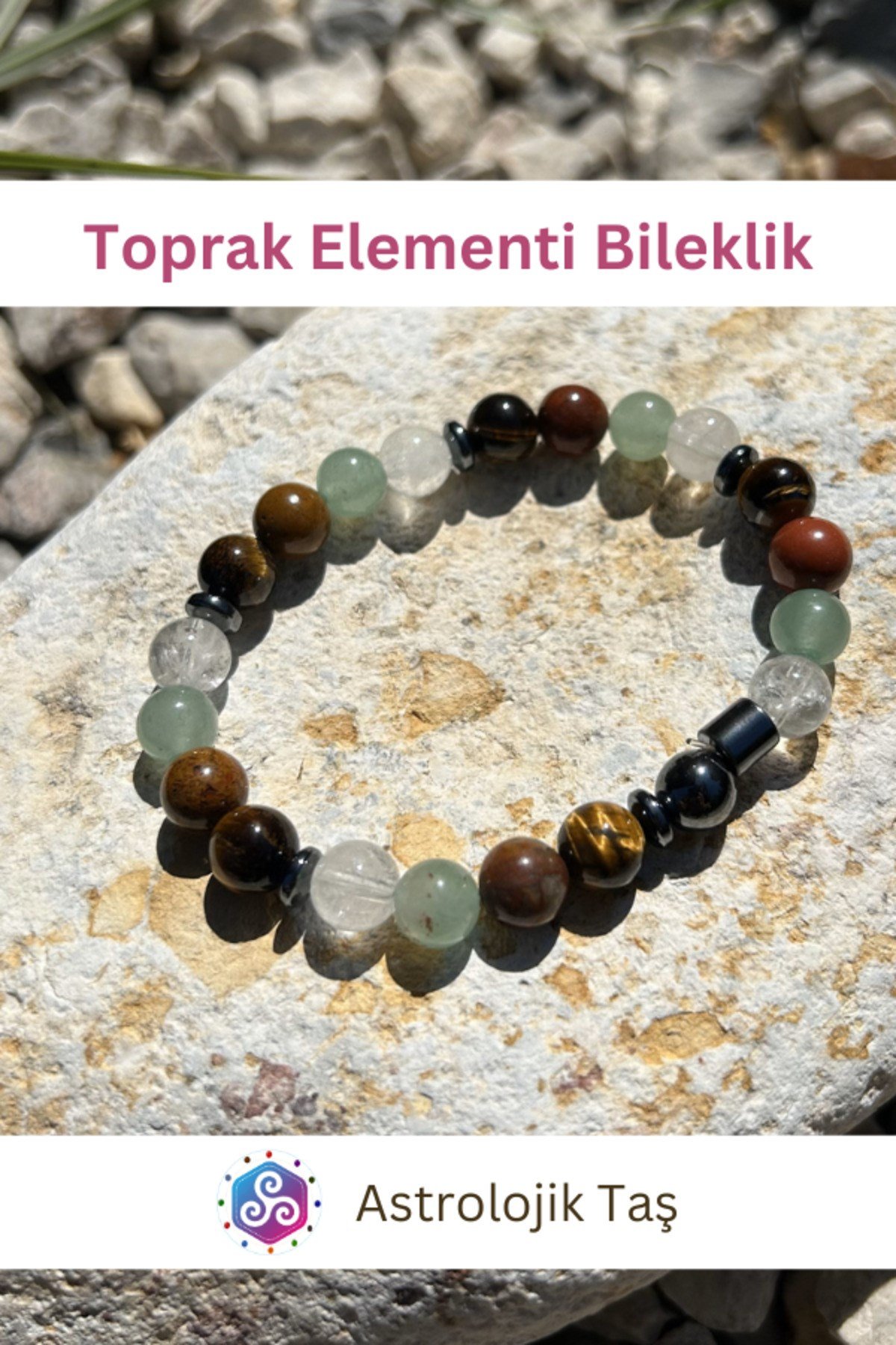 Sertifikalı Toprak Elementi Doğal Taş Bilekliği