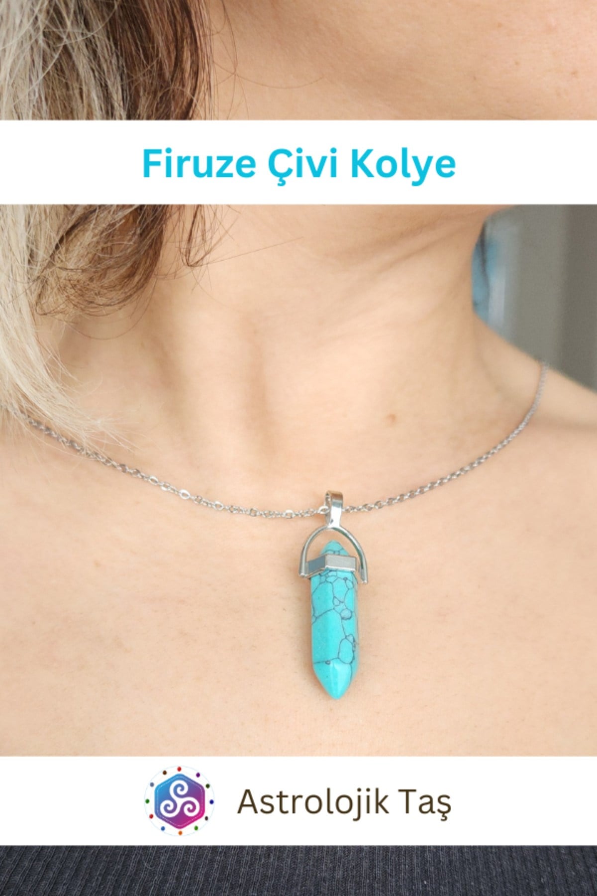 Turkuaz Firuze Doğal Taş Çivi Kolye