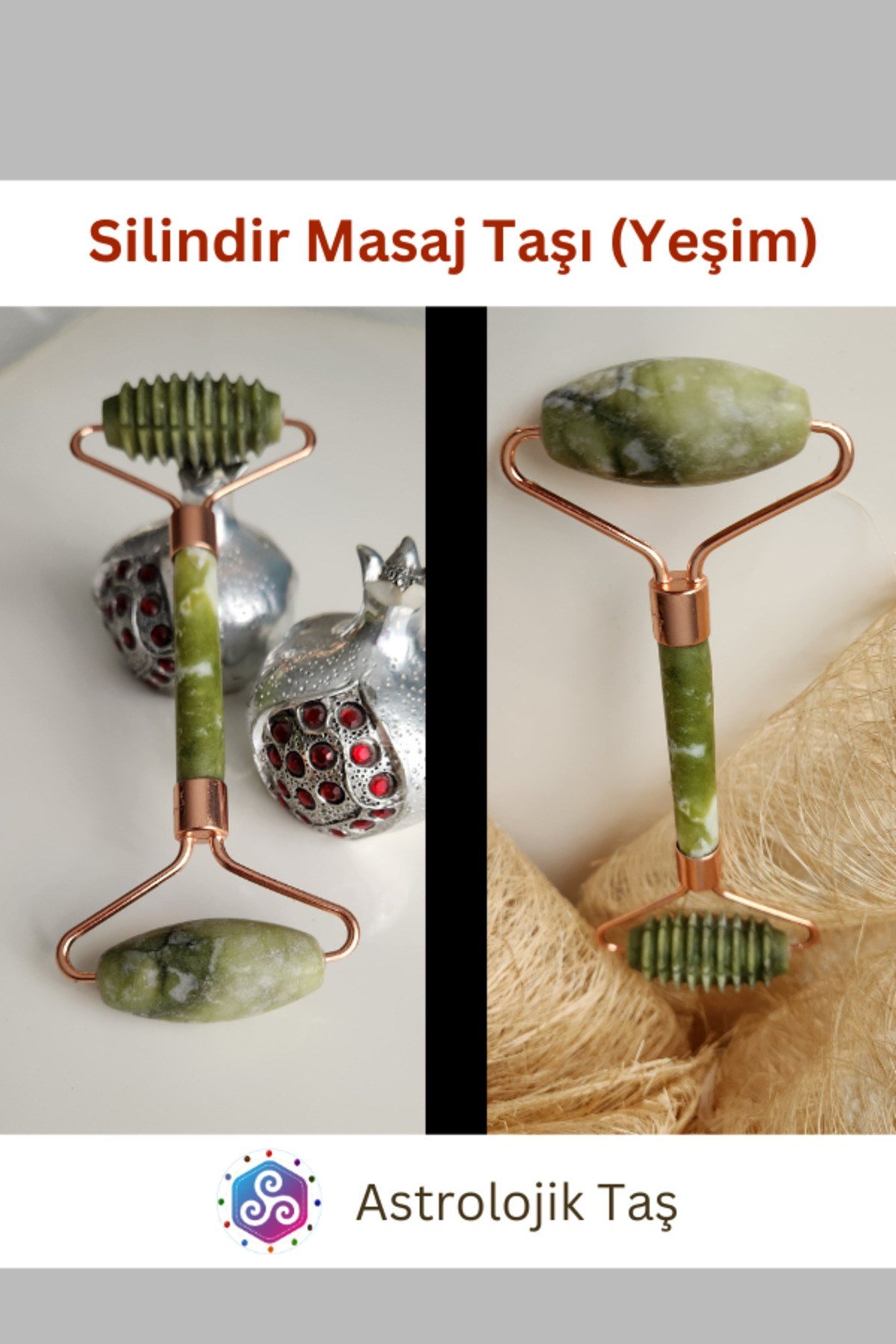 Yeşim Doğal Taş Yüz Masaj Silindiri (Roz Face Roller)