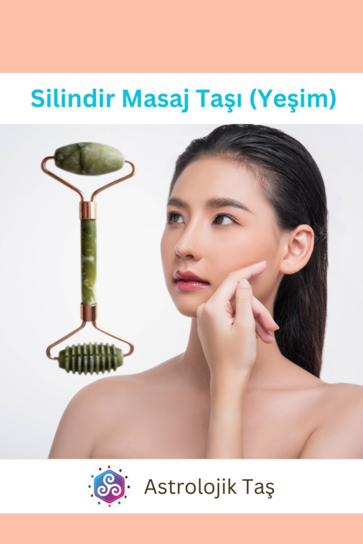 Yeşim Doğal Taş Yüz Masaj Silindiri (Roz Face Roller)