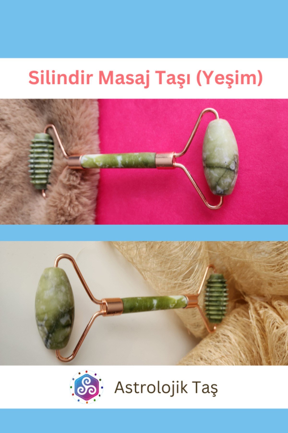 Yeşim Doğal Taş Yüz Masaj Silindiri (Roz Face Roller)