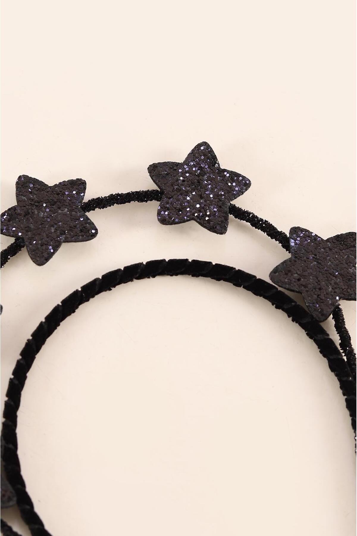 Black Sparkle Çift Katlı Glitter Yıldızlı Kraliçe/Halloween Taç