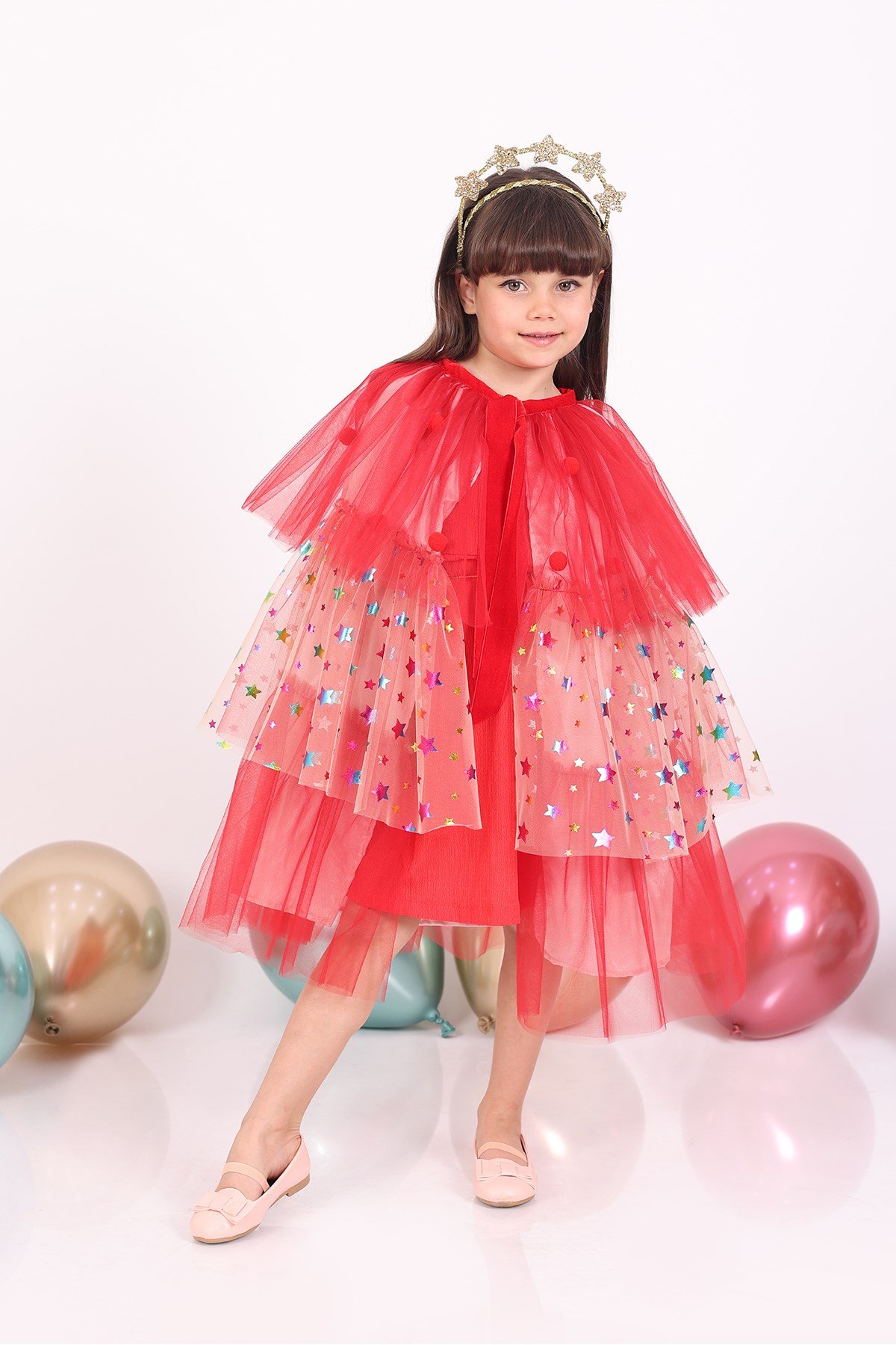 Gold Sparkle Çift Katlı Glitter Yıldızlı Kraliçe Taç