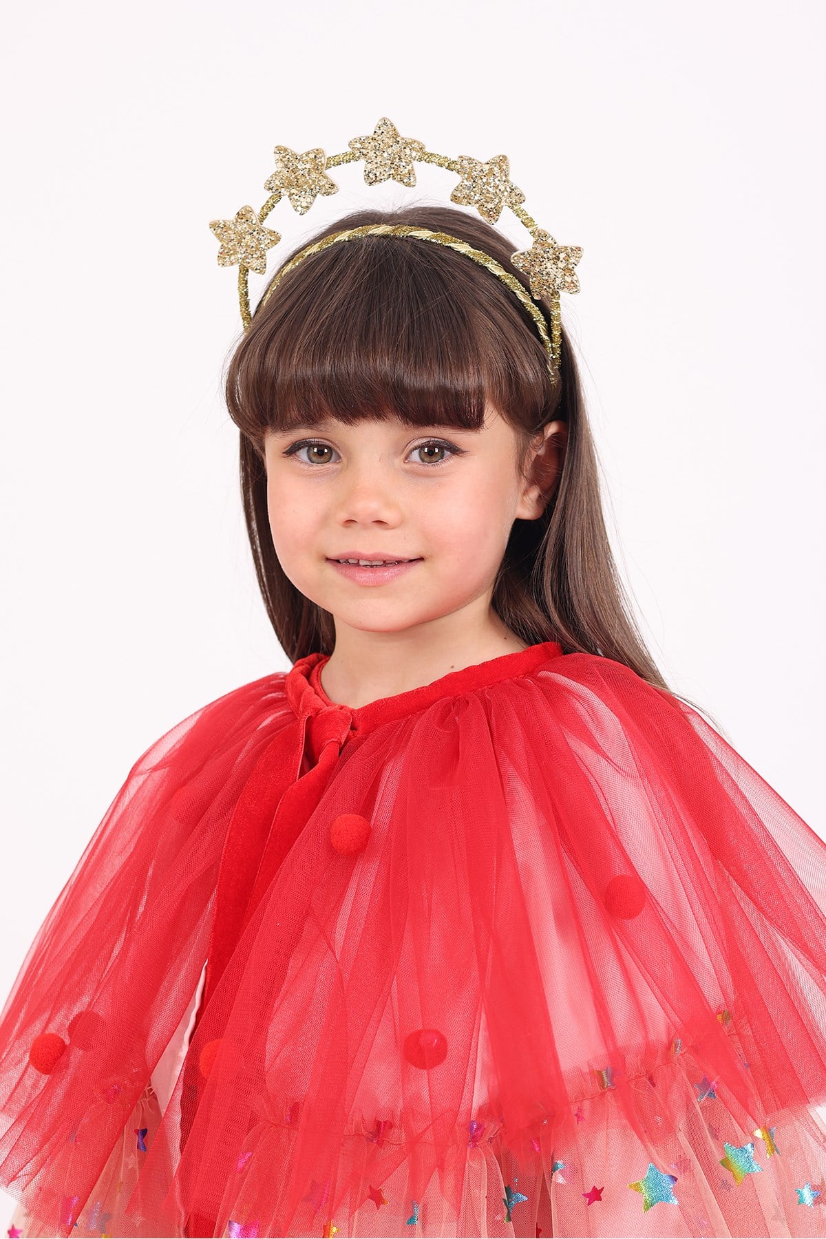 Gold Sparkle Çift Katlı Glitter Yıldızlı Kraliçe Taç