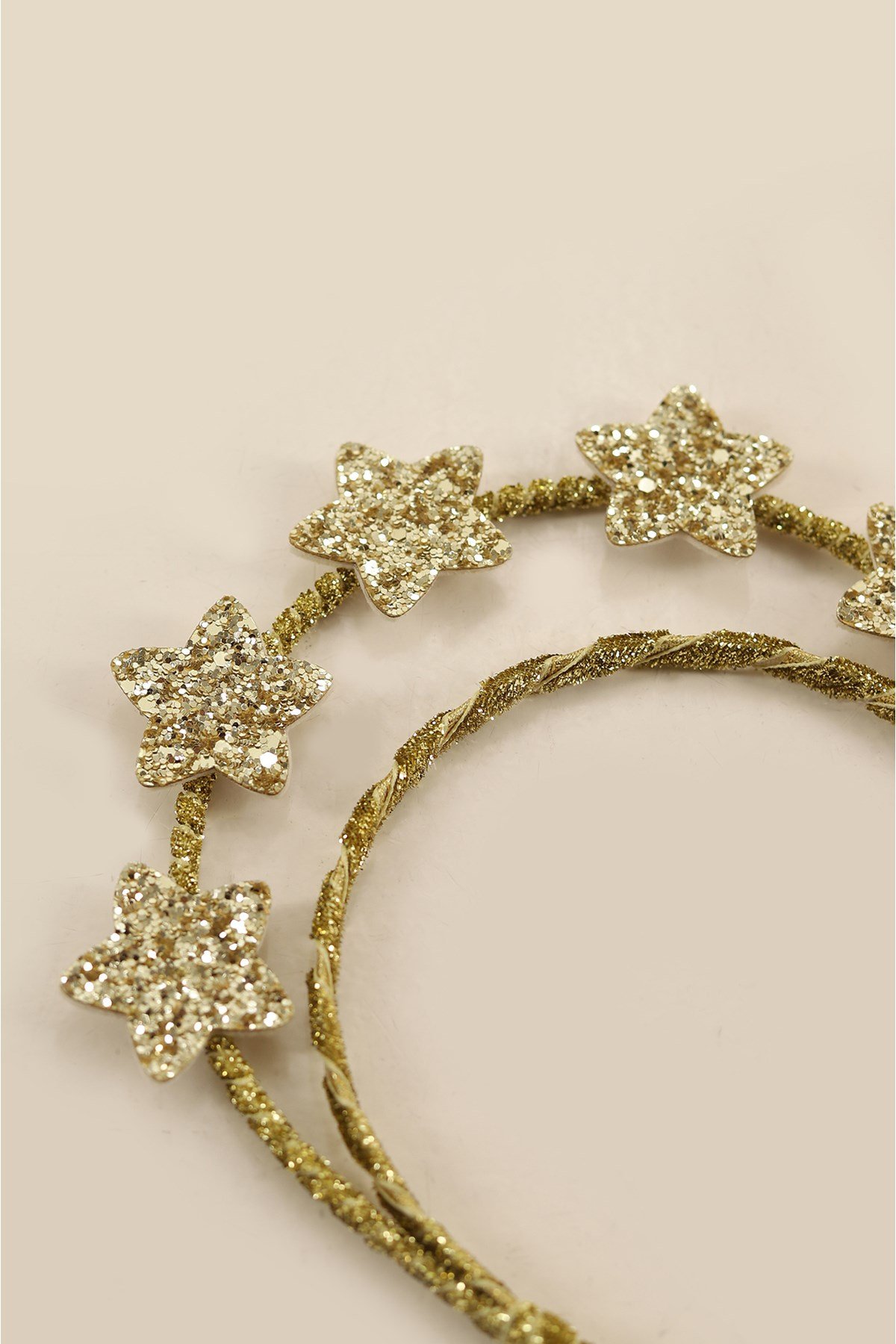 Gold Sparkle Çift Katlı Glitter Yıldızlı Kraliçe Taç