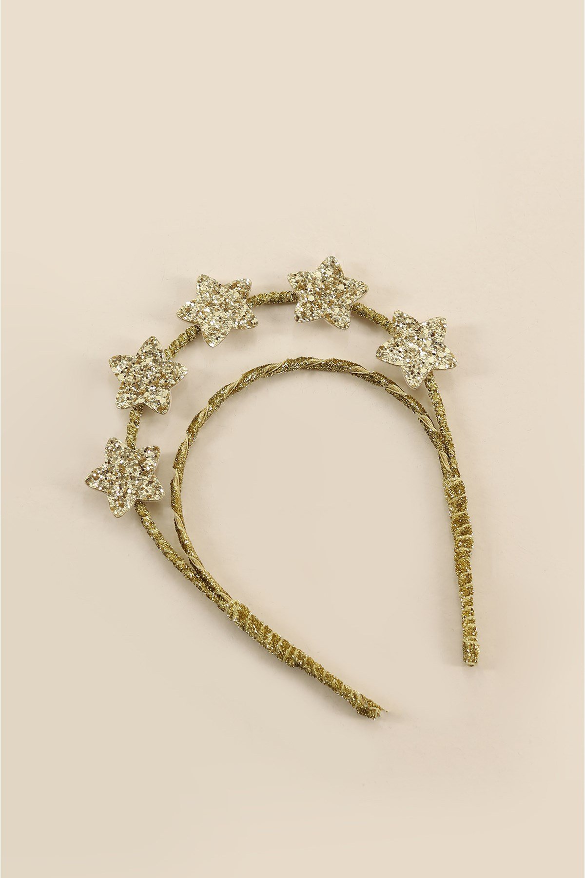 Gold Sparkle Çift Katlı Glitter Yıldızlı Kraliçe Taç