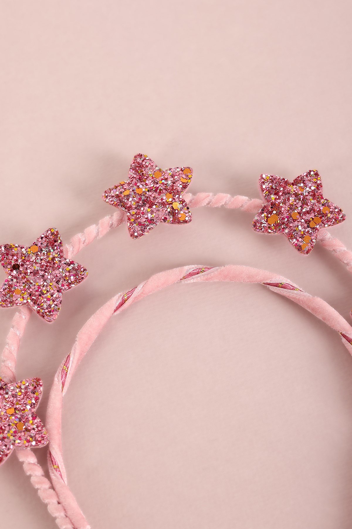 Pink Sparkle Çift Katlı Glitter Yıldızlı Kraliçe Taç