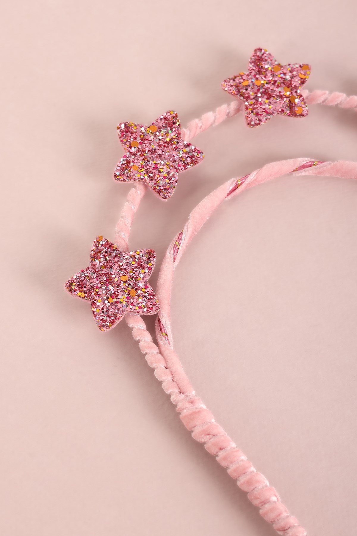 Pink Sparkle Çift Katlı Glitter Yıldızlı Kraliçe Taç