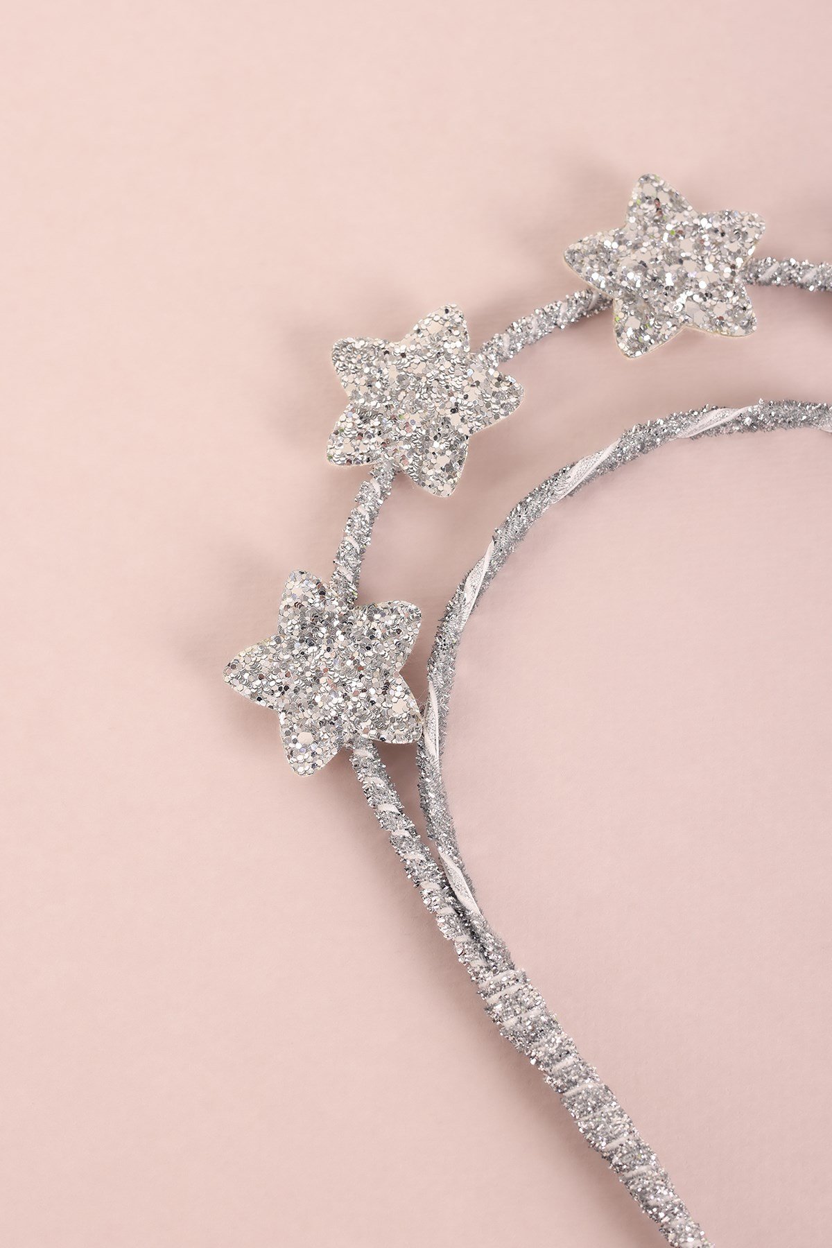 Silver Sparkle Çift Katlı Glitter Yıldızlı Kraliçe Taç