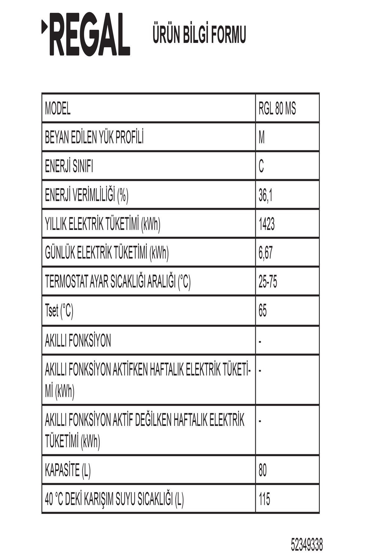 RGL 80 MS Mekanik Termosifon
