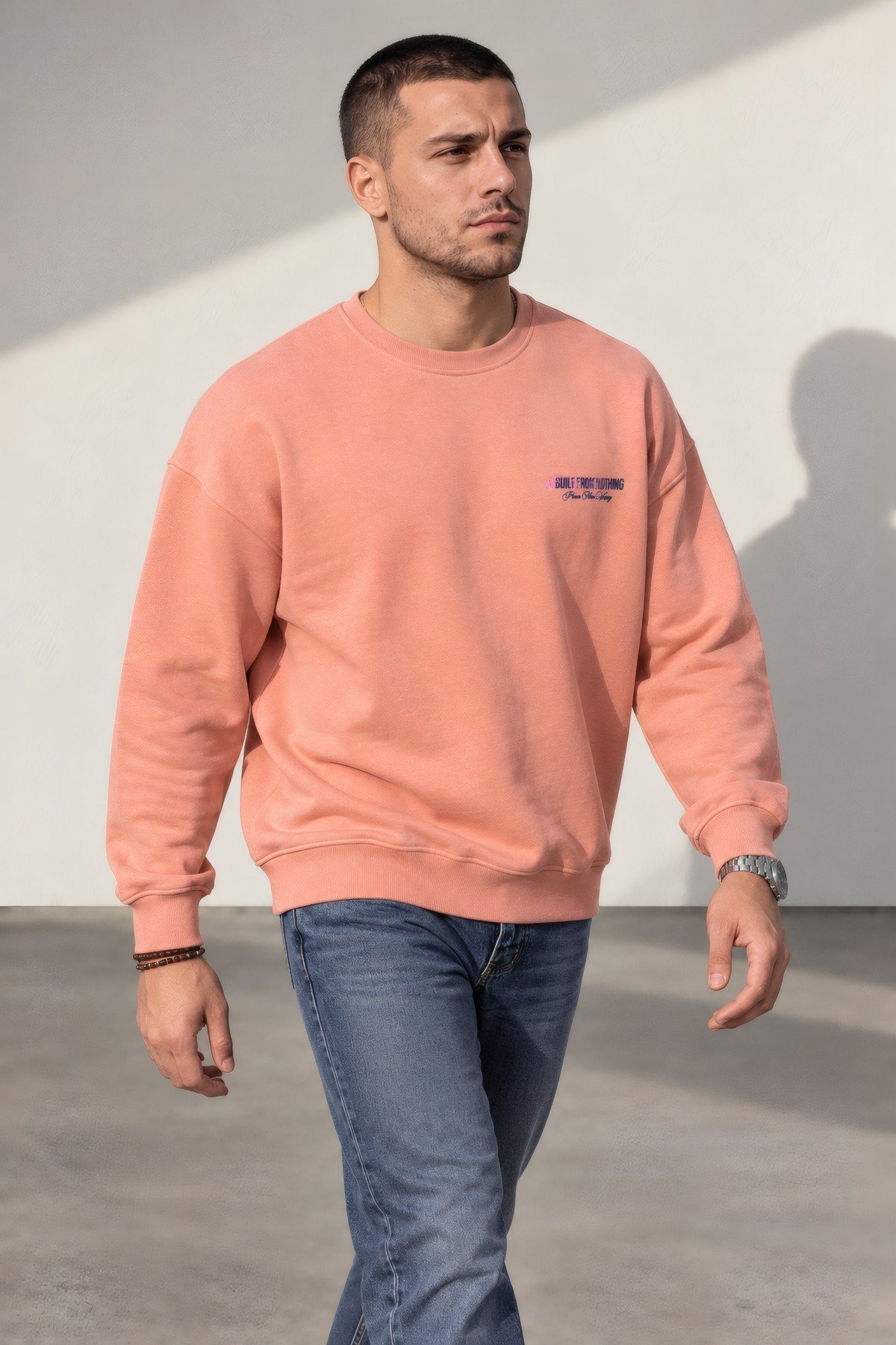 Baskılı Sweatshirt Somon
