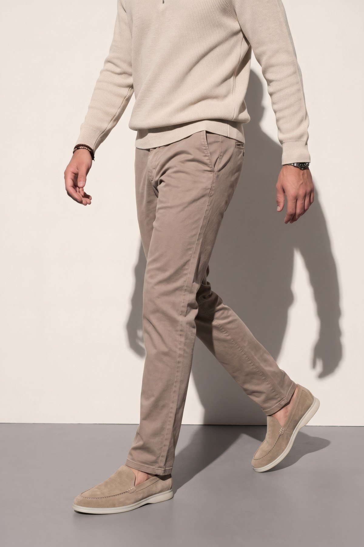 Yıkamalı Chino Pantolon Bej