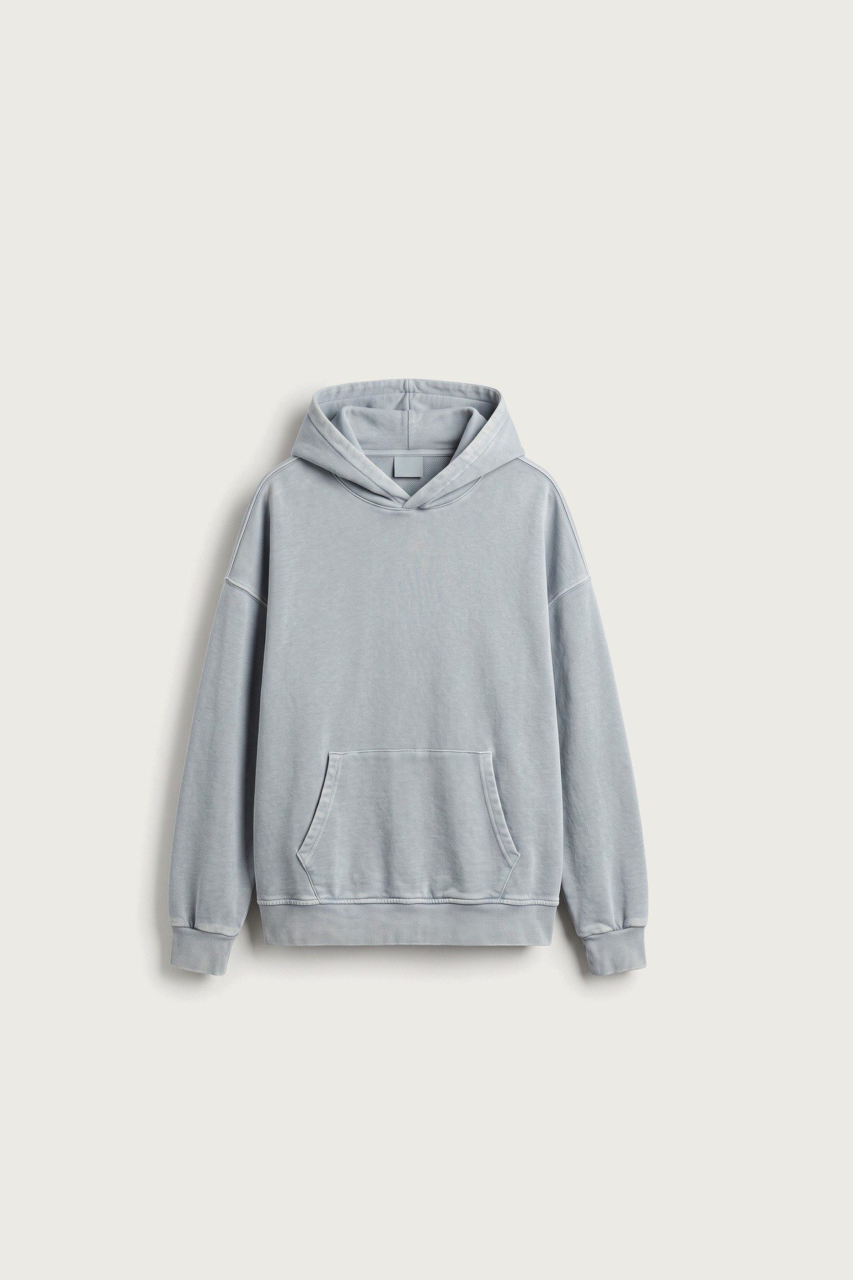 Yıkamalı Kapüşonlu Sweatshirt Buz Mavisi