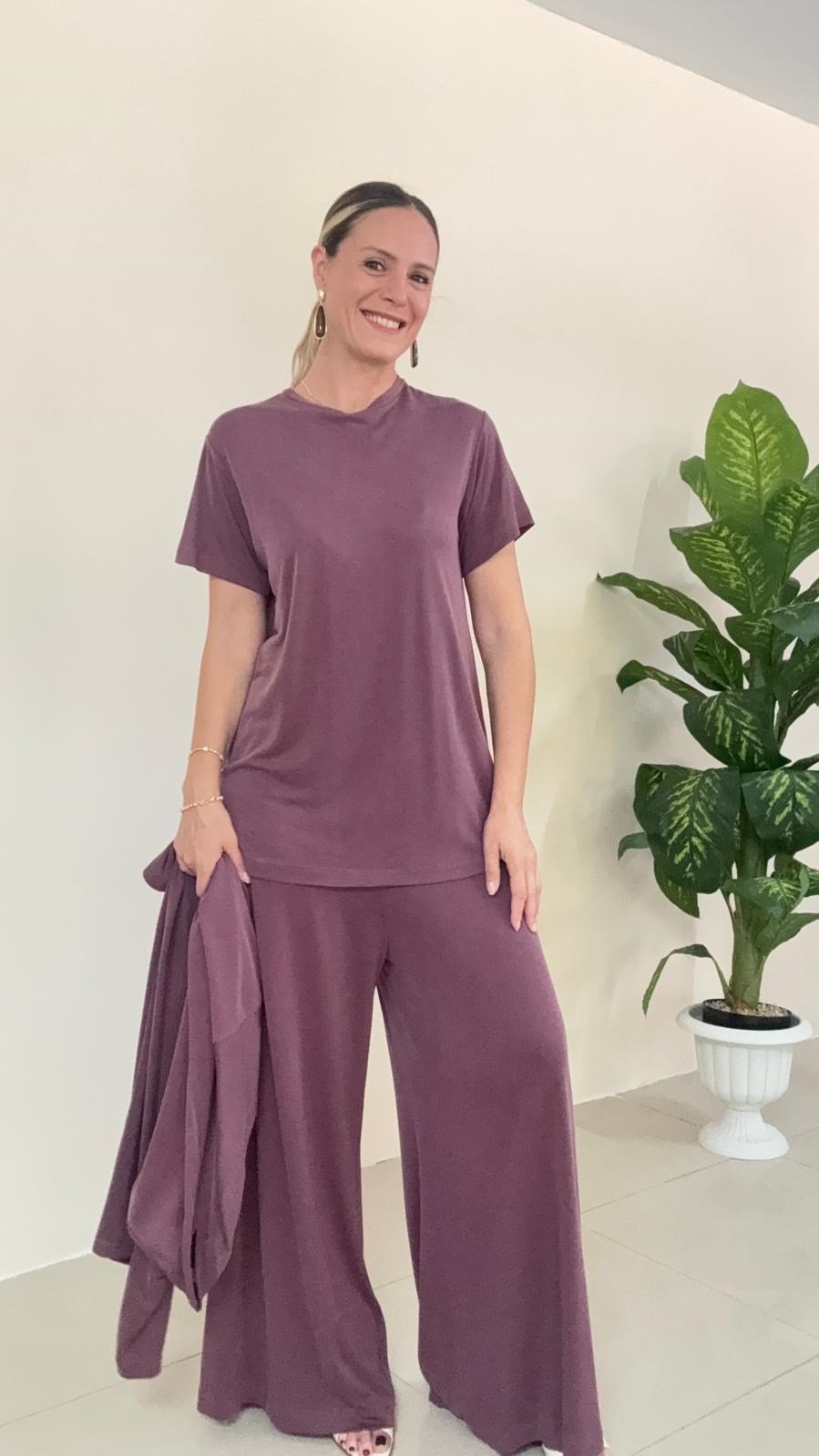 1008 Esin Model Üçlü Takım Mürdüm
