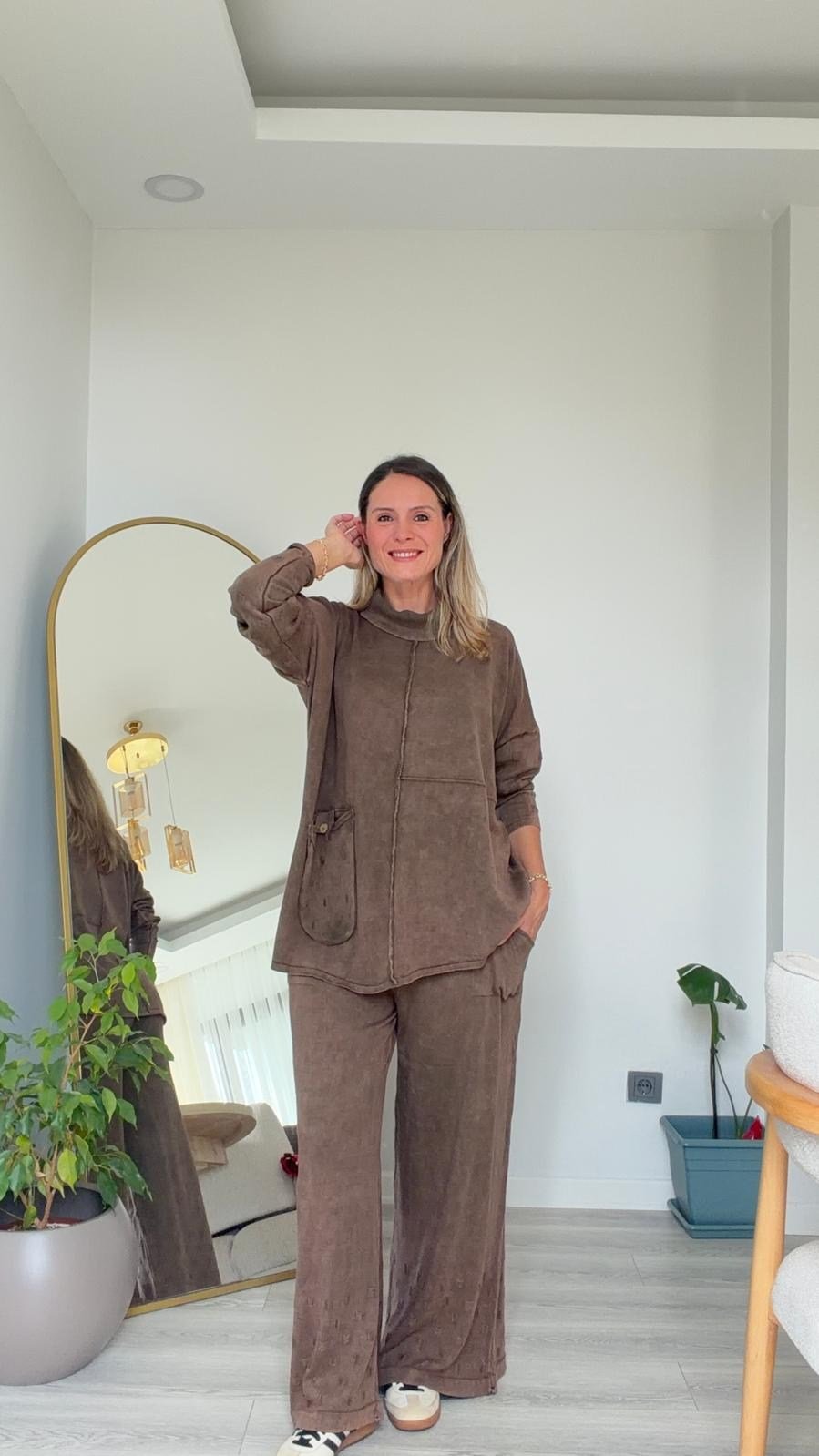 Ebru Triko Takım Kahverengi
