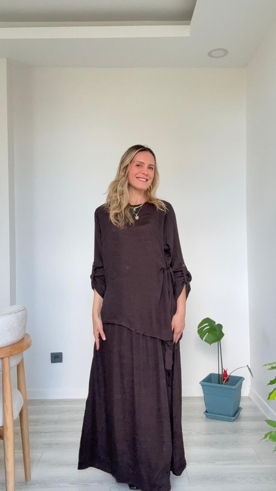 Manolya İkili Takım Kahverengi