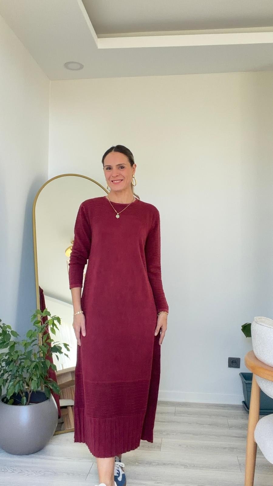 Mila Triko Elbise Bordo