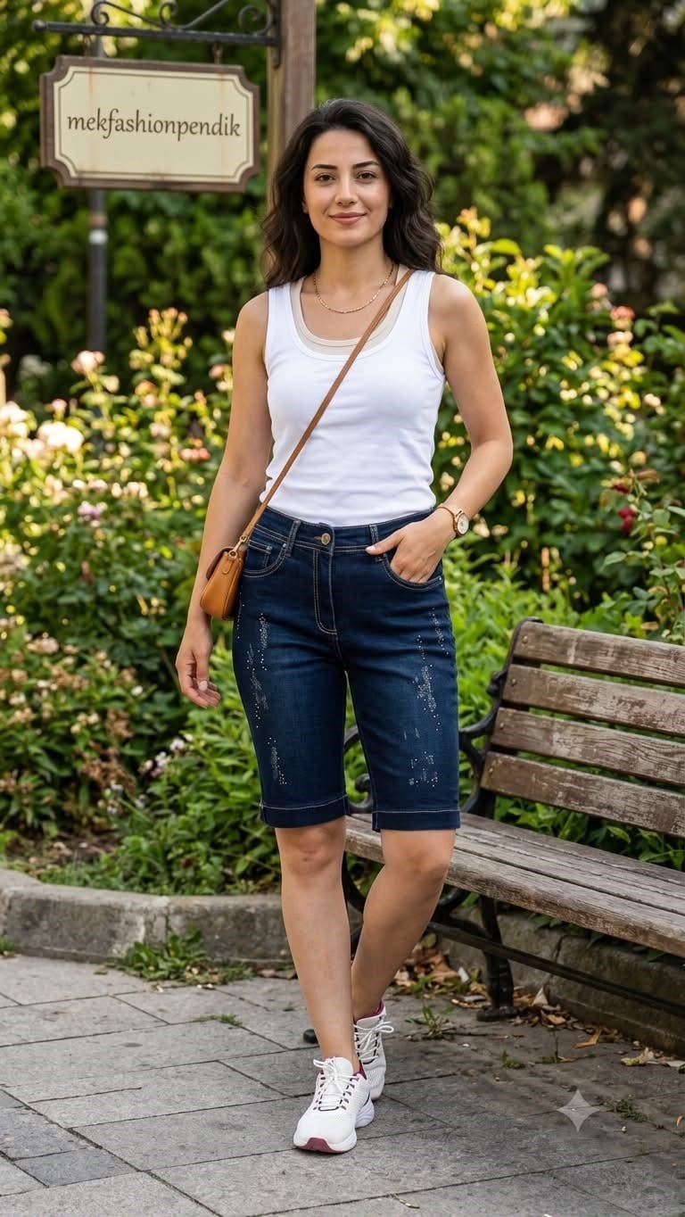 Kot Şort Taşlı K.Mavi
