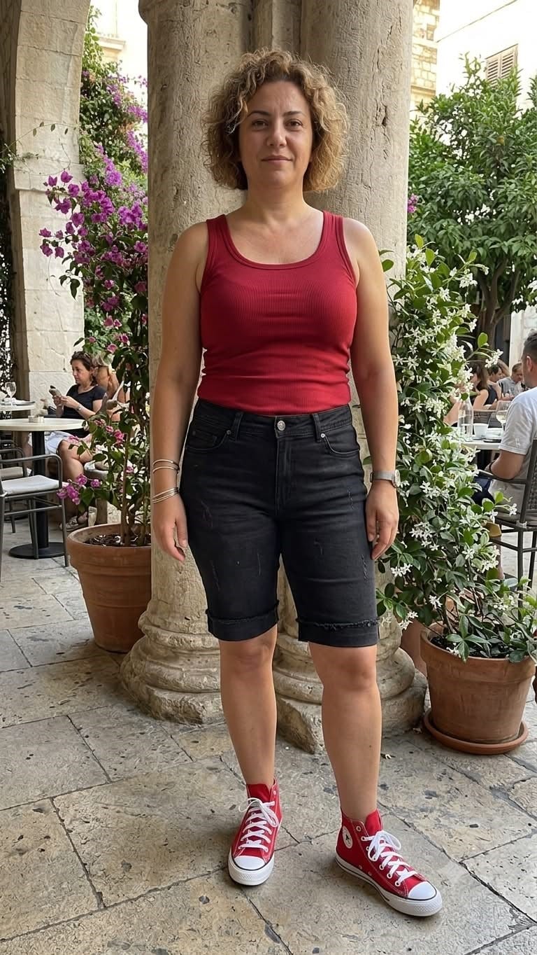 Likralı Kot Şort Duble Paça Siyah