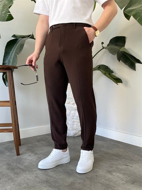 Boyfriend Kahverengi Kumaş Pantolon
