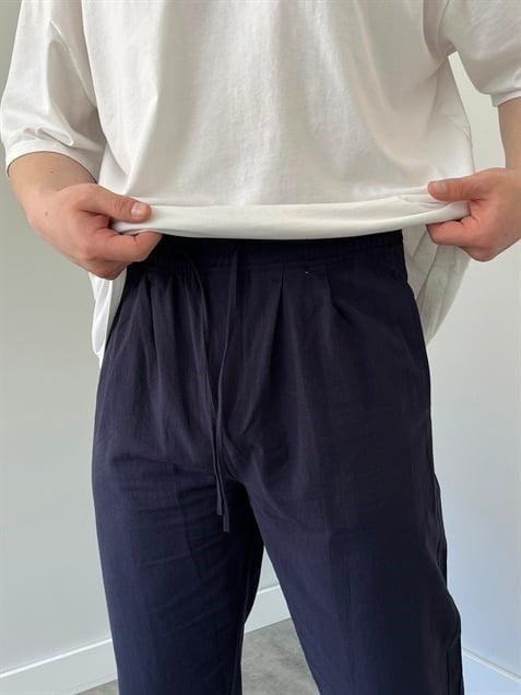 Boyfriend Keten Pantolon  Lacivert