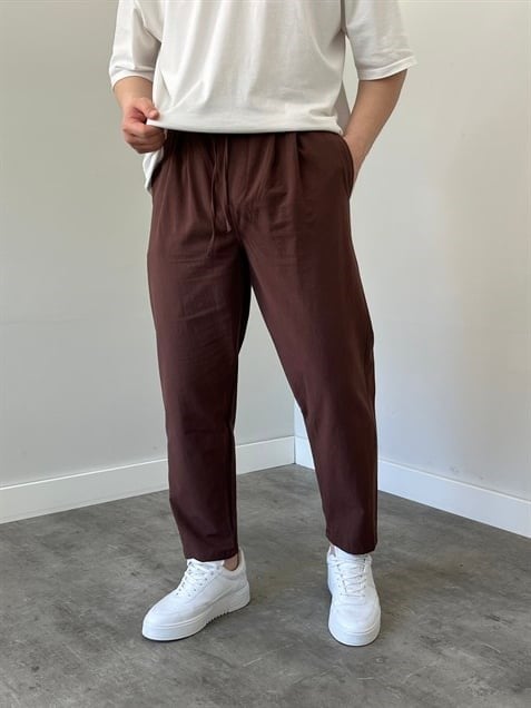 Boyfriend Keten Pantolon Acı Kahve